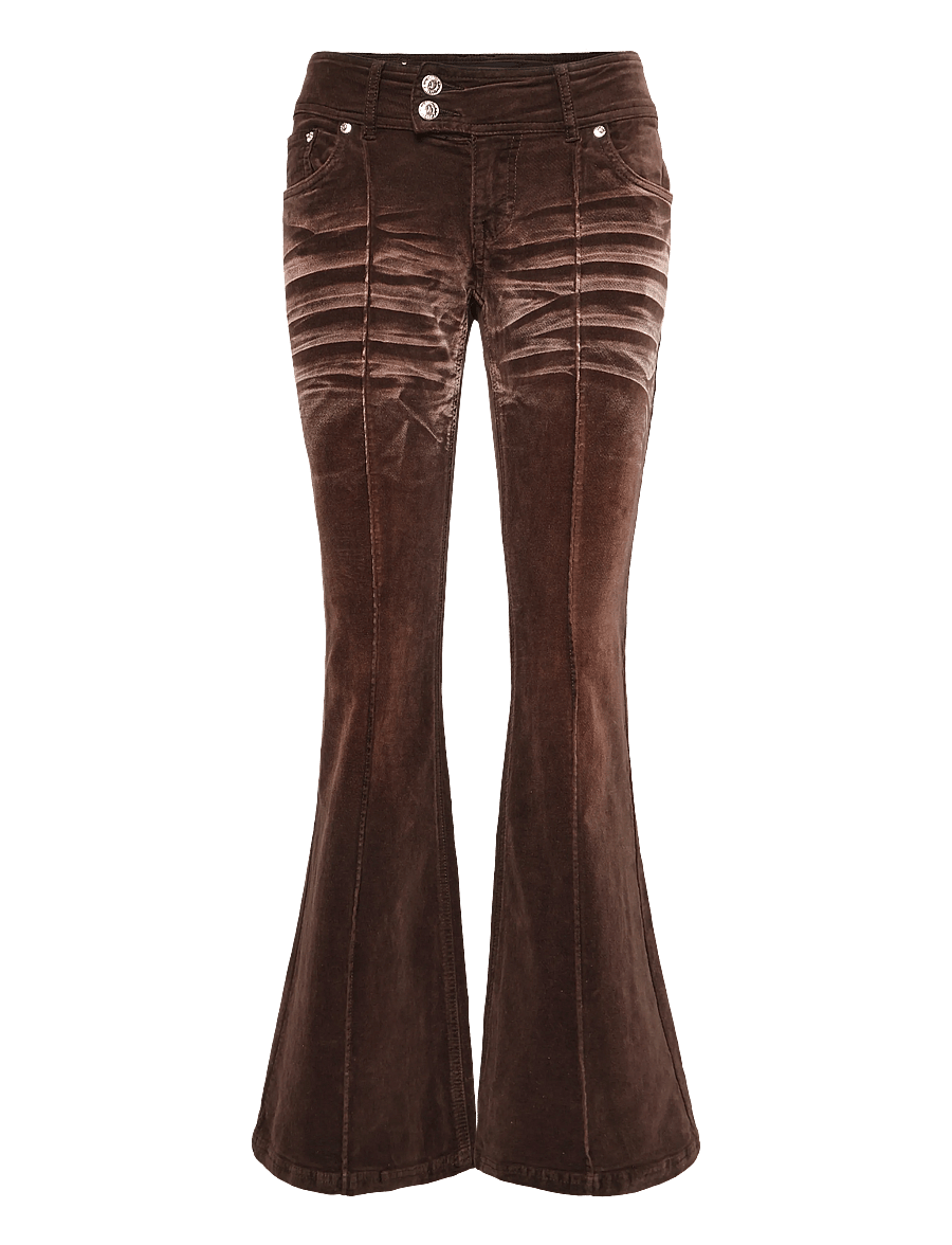 Juicy Couture - CREST VELOUR DENIM LOW RISE FLARE - schlaghosen - java - 1