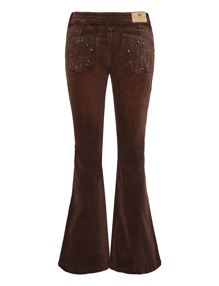 Juicy Couture - CREST VELOUR DENIM LOW RISE FLARE - schlaghosen - java - 2