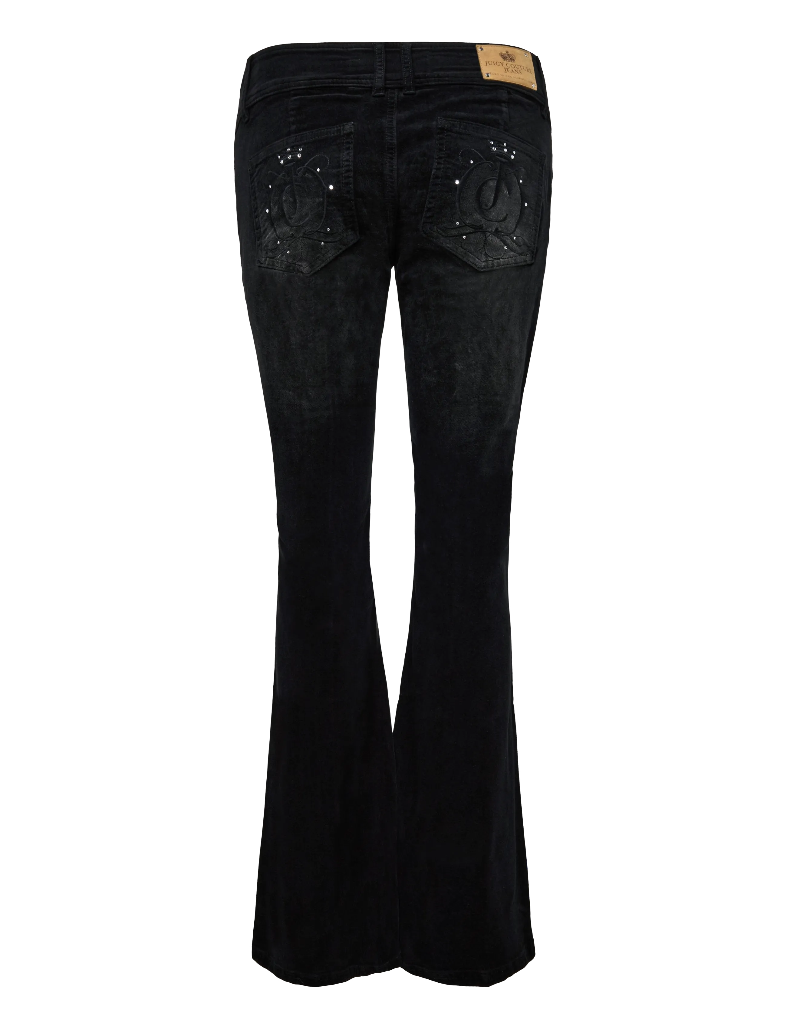 Juicy Couture - CREST VELOUR DENIM LOW RISE FLARE - alt laiad püksid - washed black denim - 1