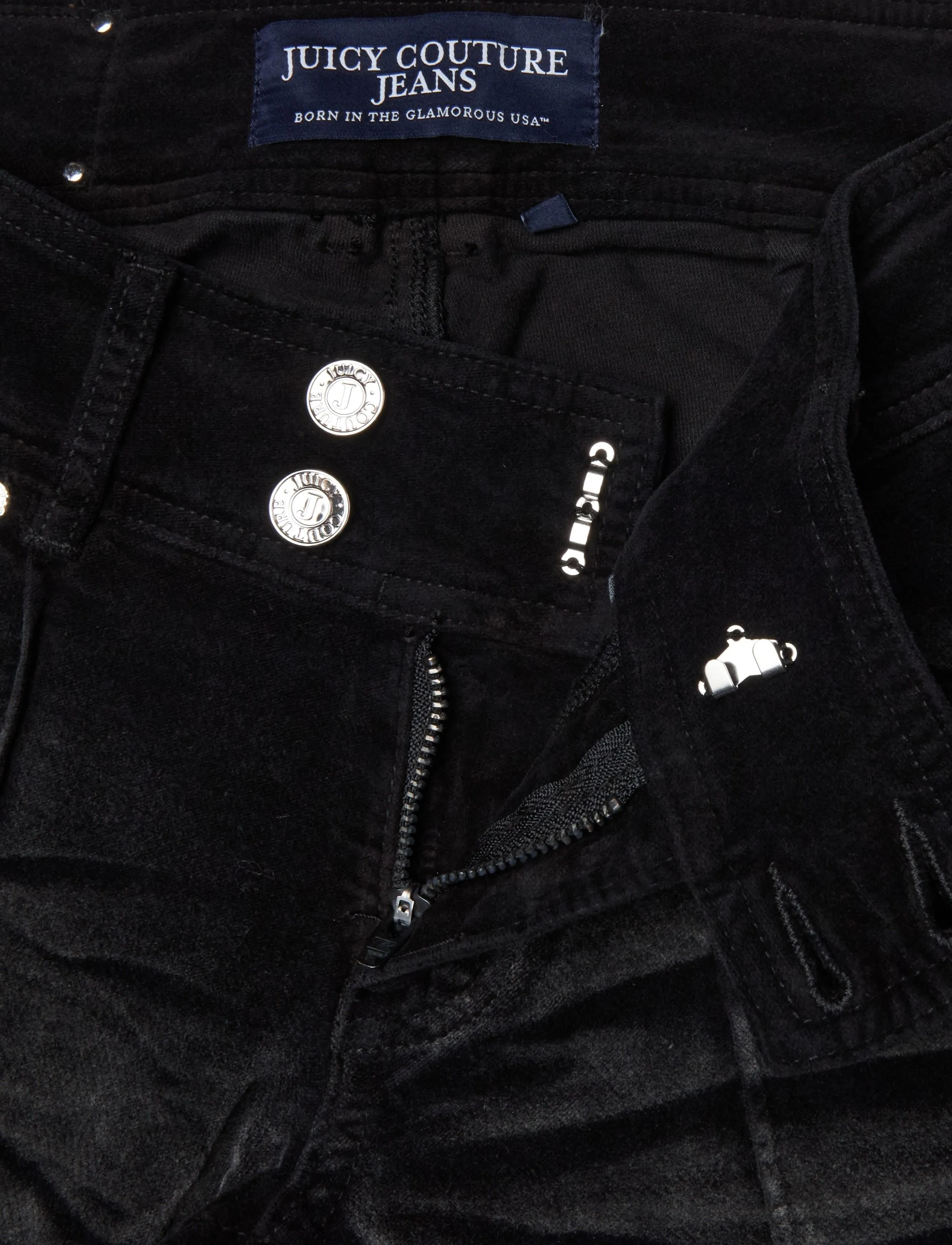 Juicy Couture - CREST VELOUR DENIM LOW RISE FLARE - alt laiad püksid - washed black denim - 3
