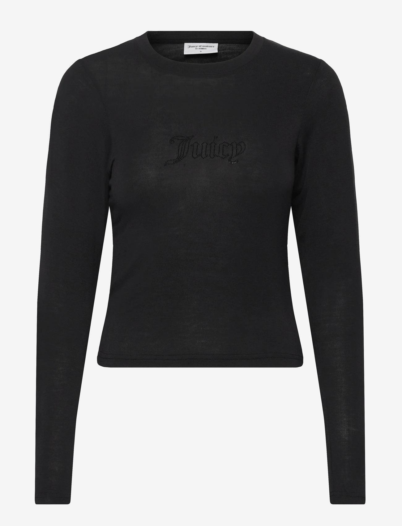 Juicy Couture - SLUB KNIT LS RINGER T-SHIRT - långärmade toppar - black - 0
