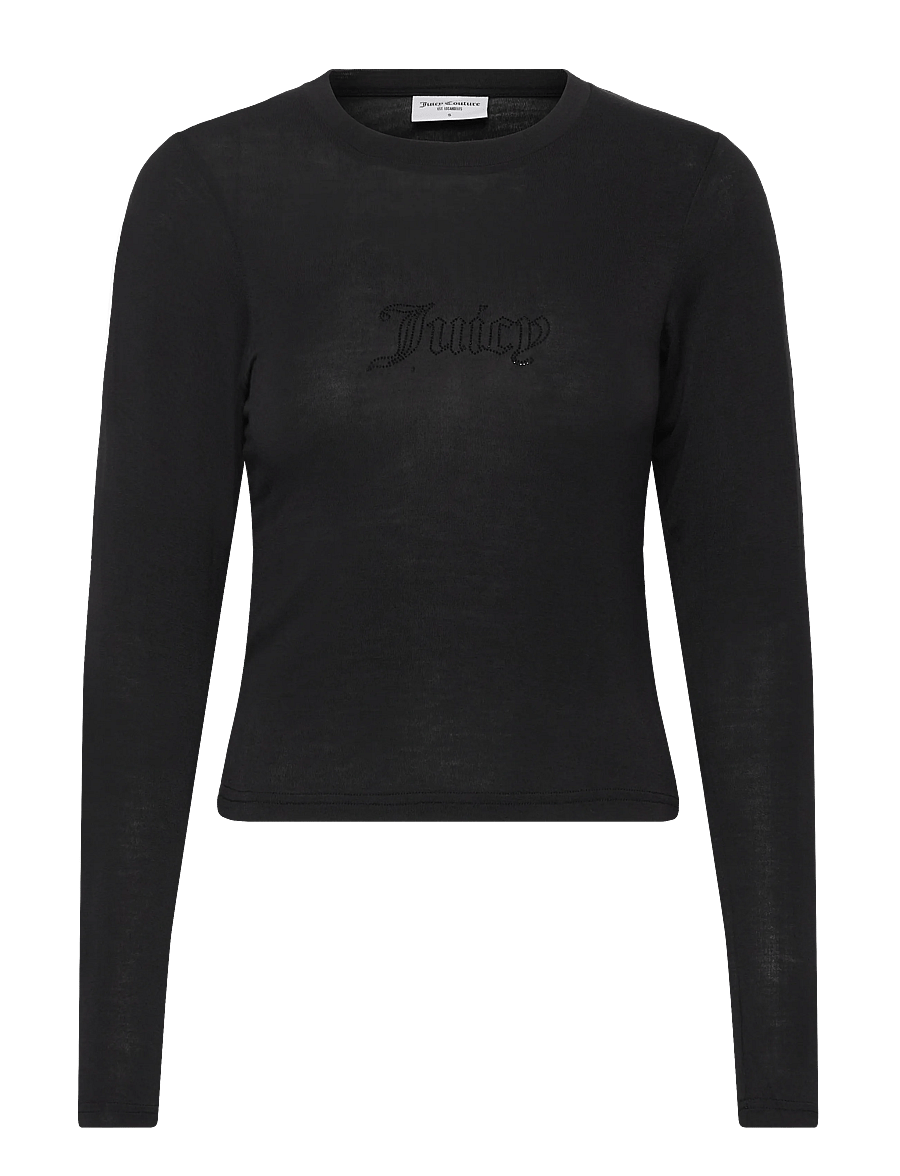 Juicy Couture - SLUB KNIT LS RINGER T-SHIRT - langermede topper - black - 0