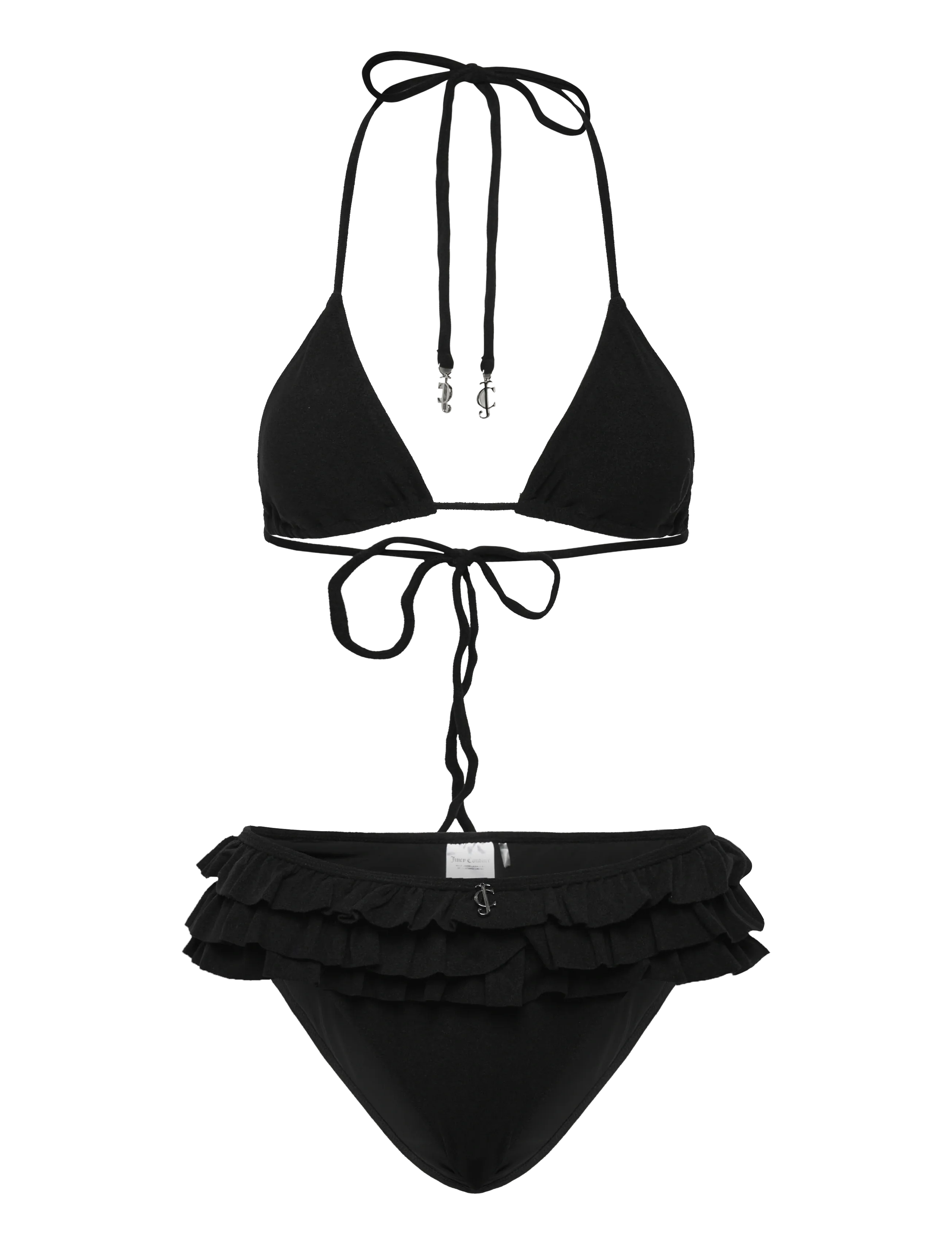 Juicy Couture HERITAGE TOWELLING FRILLY BIKINI - Bikinisets - BLACK / black