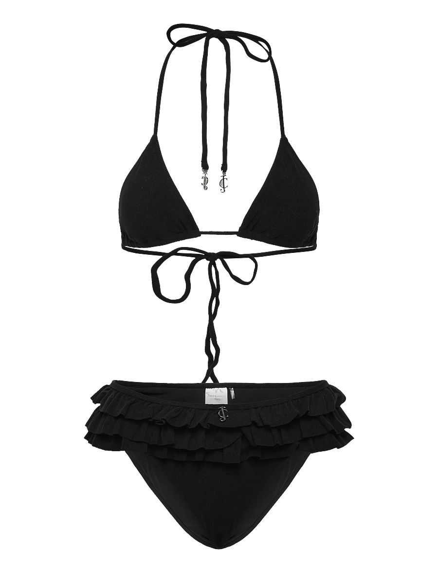Juicy Couture - HERITAGE TOWELLING FRILLY BIKINI - bas de maillot - black - 1