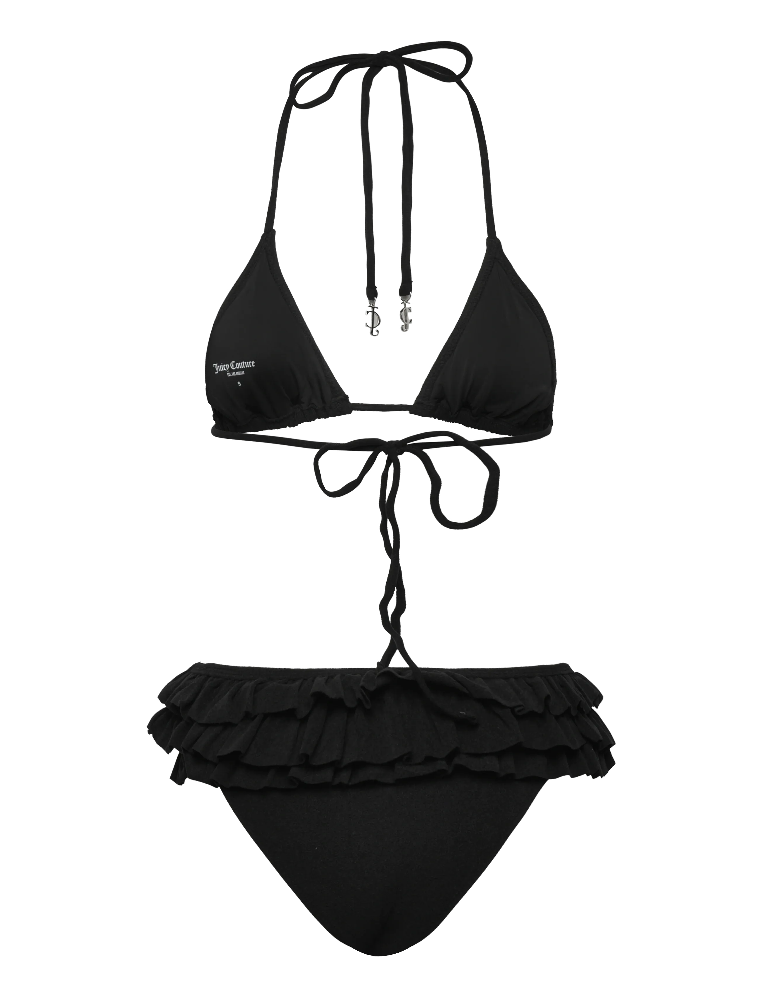 Juicy Couture - HERITAGE TOWELLING FRILLY BIKINI - bikini-slips - black - 2