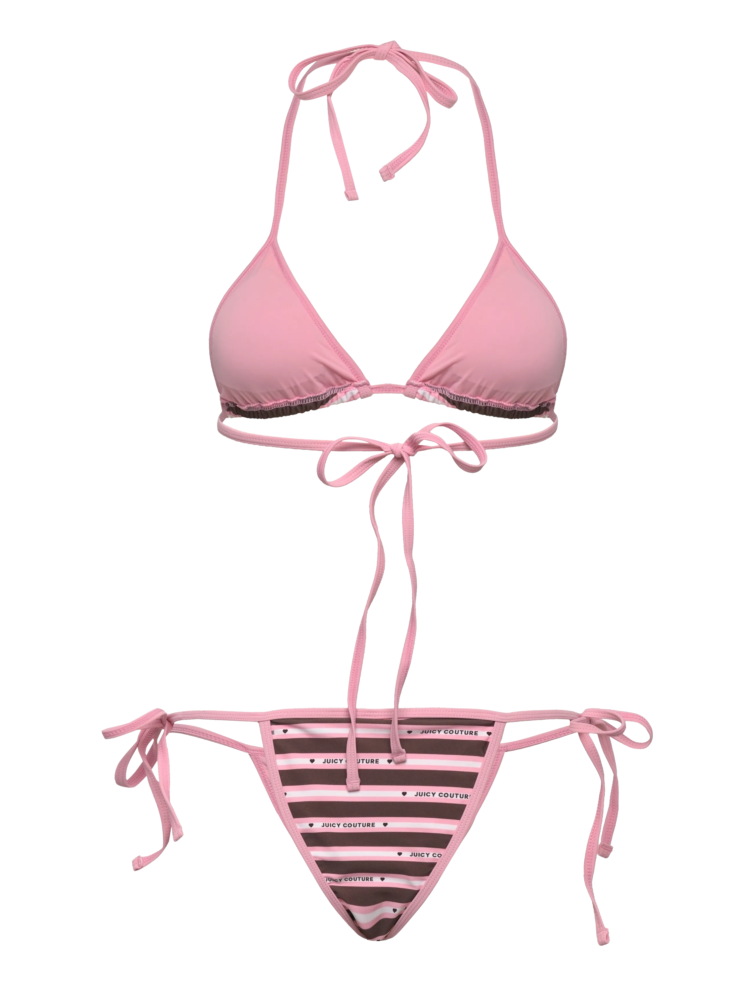 Juicy Couture - HERITAGE TOWELLING FRILLY BIKINI - bikinis mit seitenbändern - brown pink stripe - 2