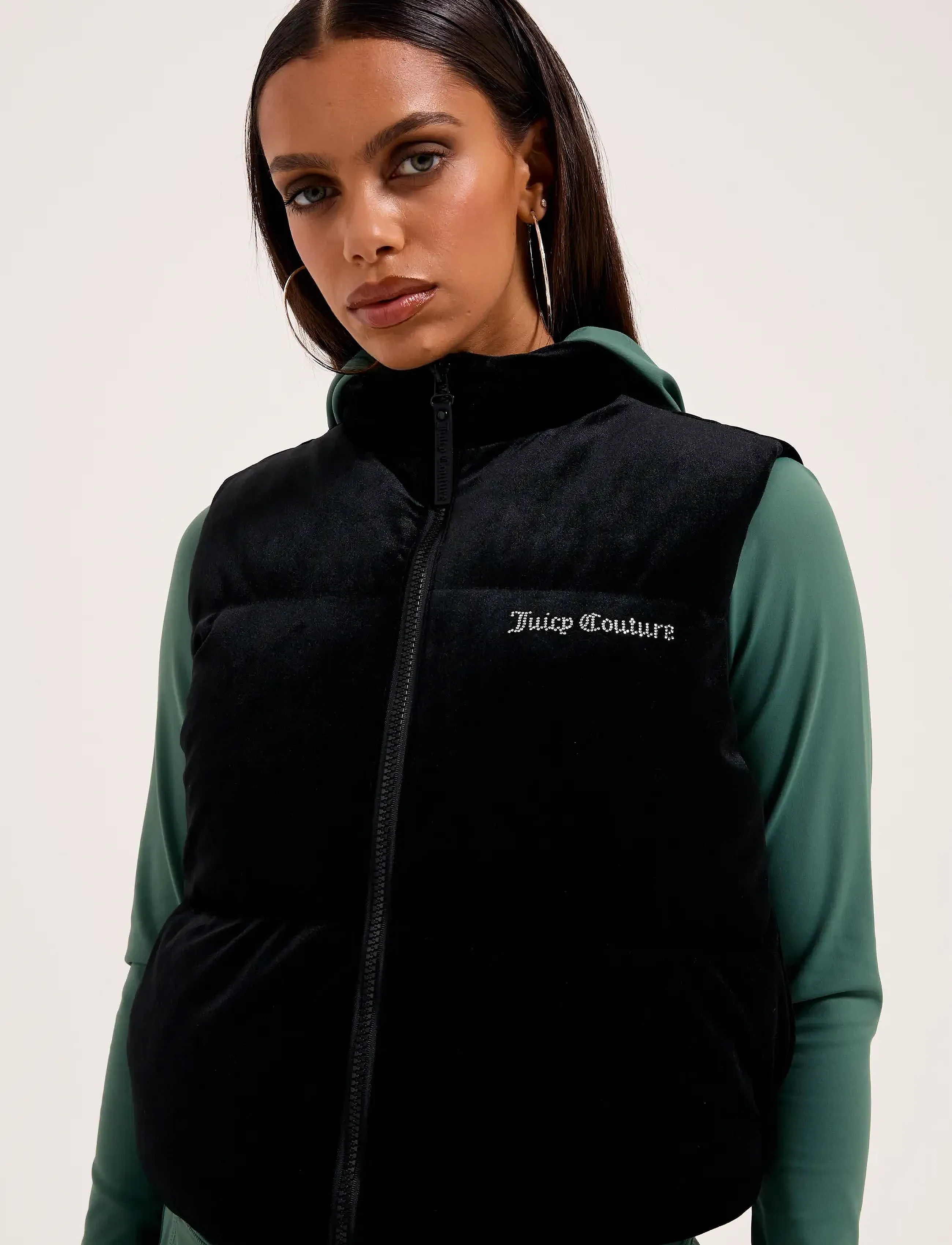 Juicy Couture Lightening Velour Gilet, M, Black, Veste > Vatterede Veste, Dame