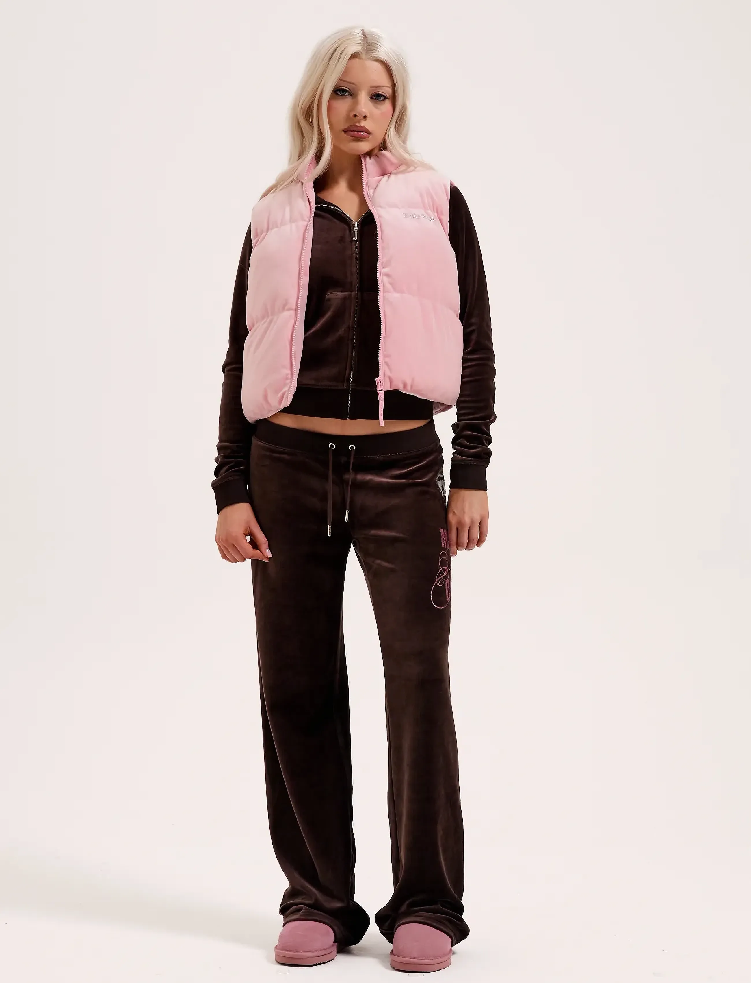 Juicy Couture Lightening Velour Gilet, S, Pink, Veste > Vatterede Veste, Dame