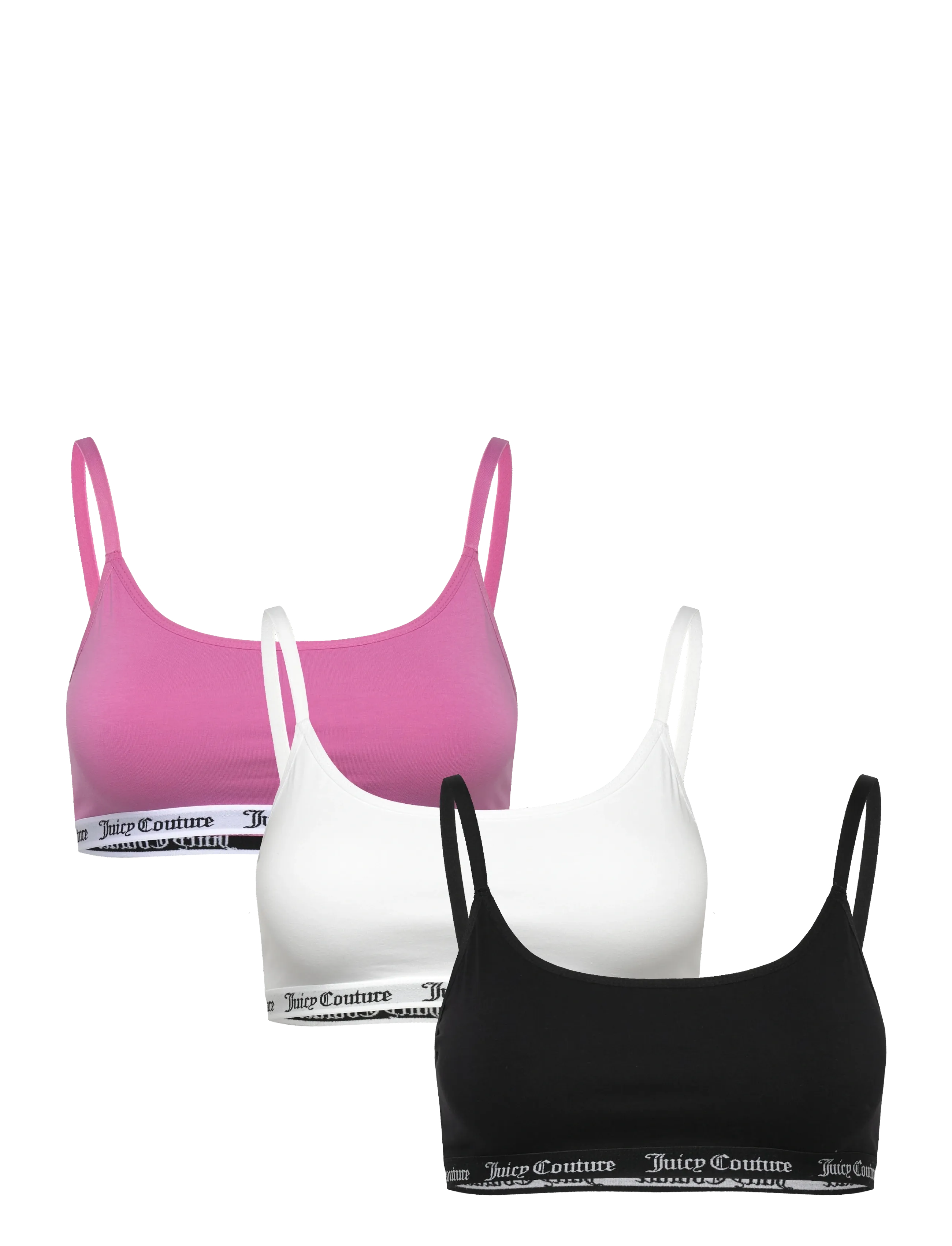 Juicy Couture 3 PACK COTTON REN SCOOP BRALETTE - Lingerie - MULTI :  BLACK, WHITE, SUPER PINK / pink/rose
