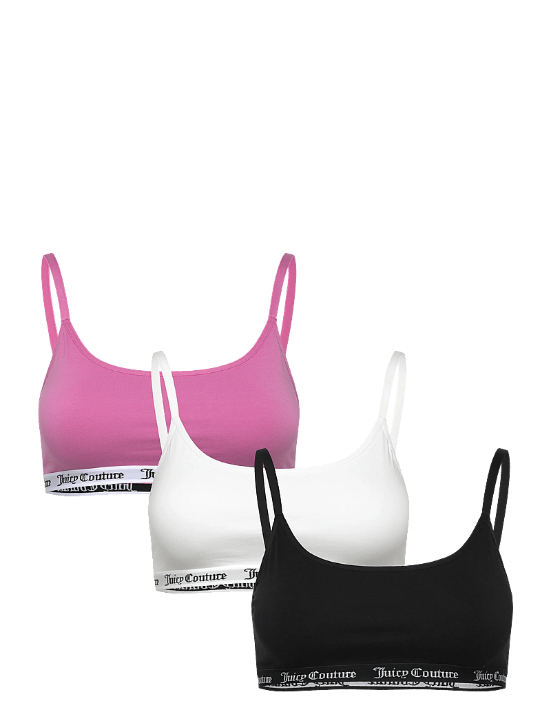 Juicy Couture - 3 PACK COTTON REN SCOOP BRALETTE - bralette - multi : black, white, super pink - 0