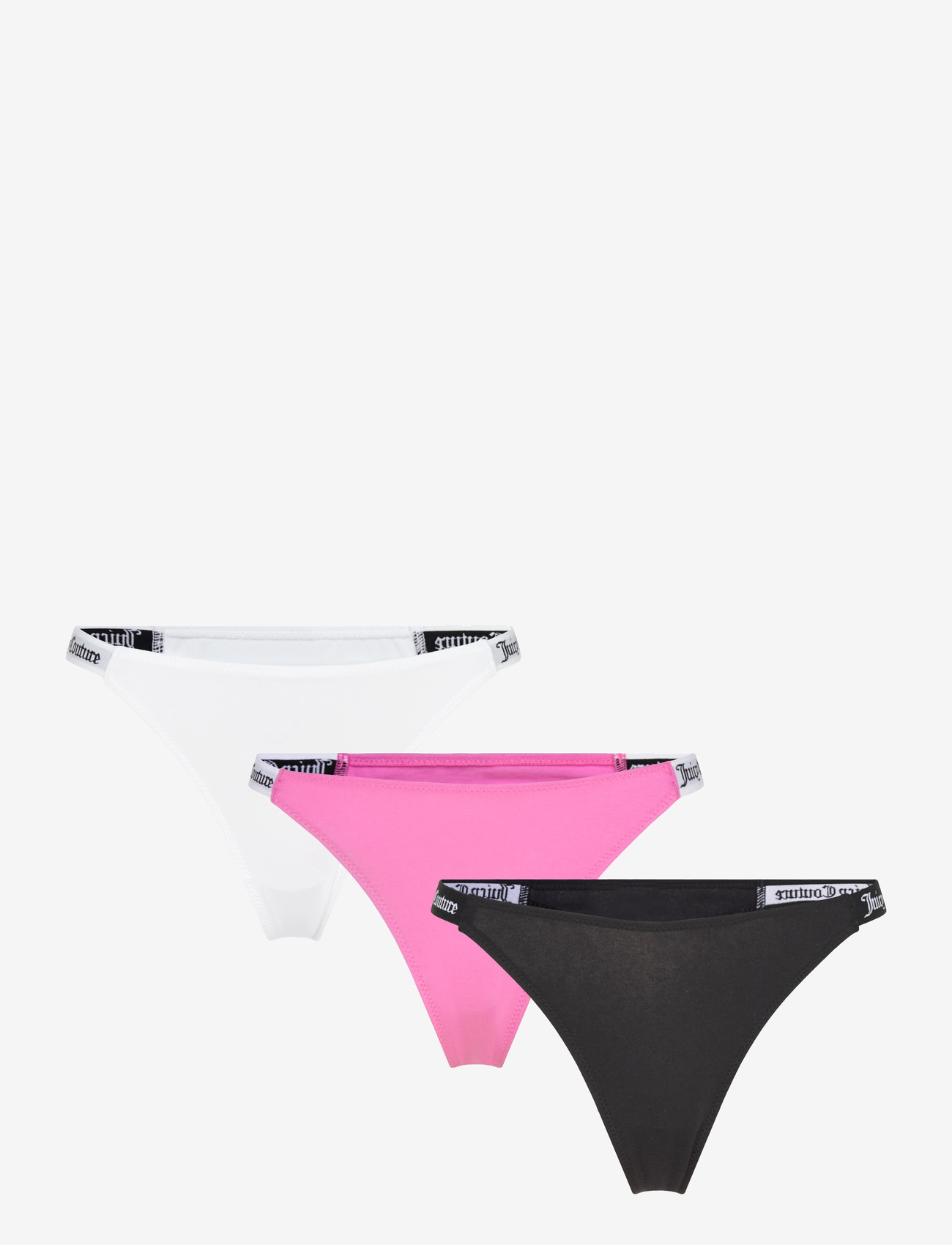 Juicy Couture - 3 PACK DEMI COTTON THONG - string - multi :  black, white, super pink - 0