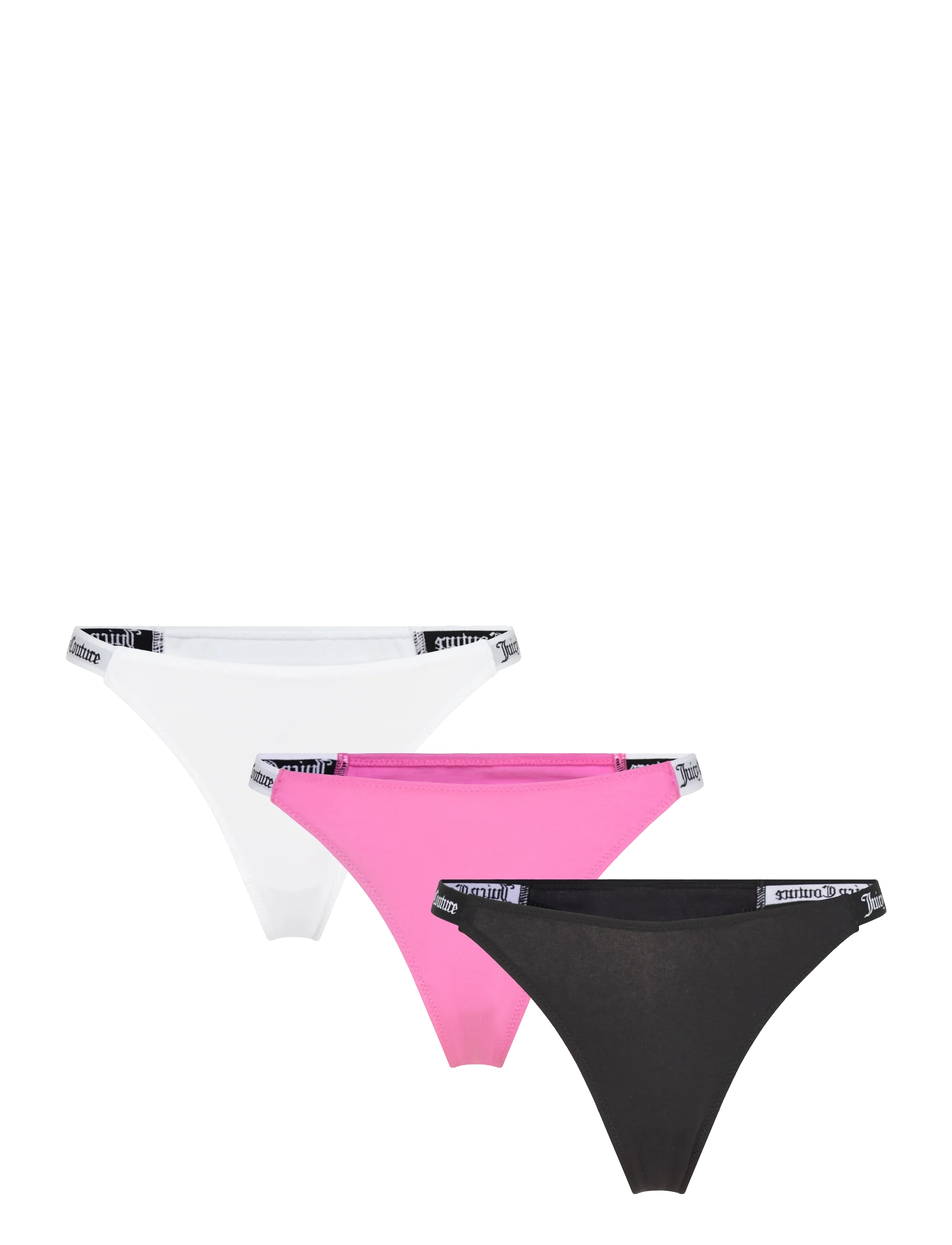 Juicy Couture 3 PACK DEMI COTTON THONG - Nyheder - MULTI :  BLACK, WHITE, SUPER PINK / white