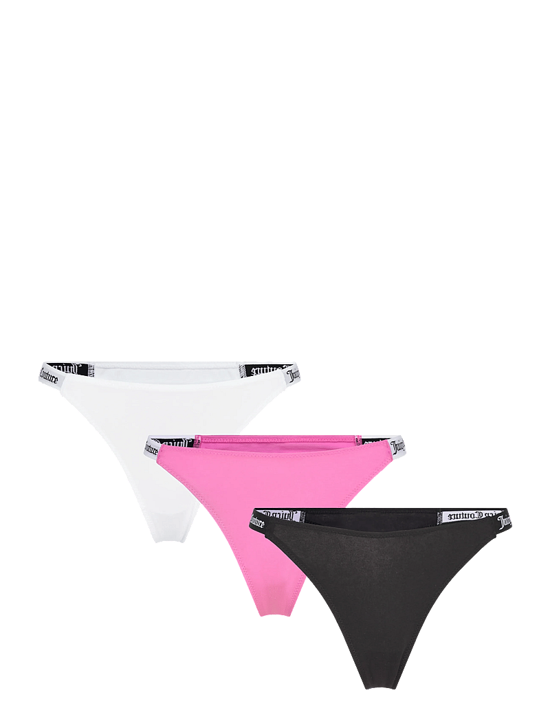 Juicy Couture - 3 PACK DEMI COTTON THONG - string - multi : black, white, super pink - 0