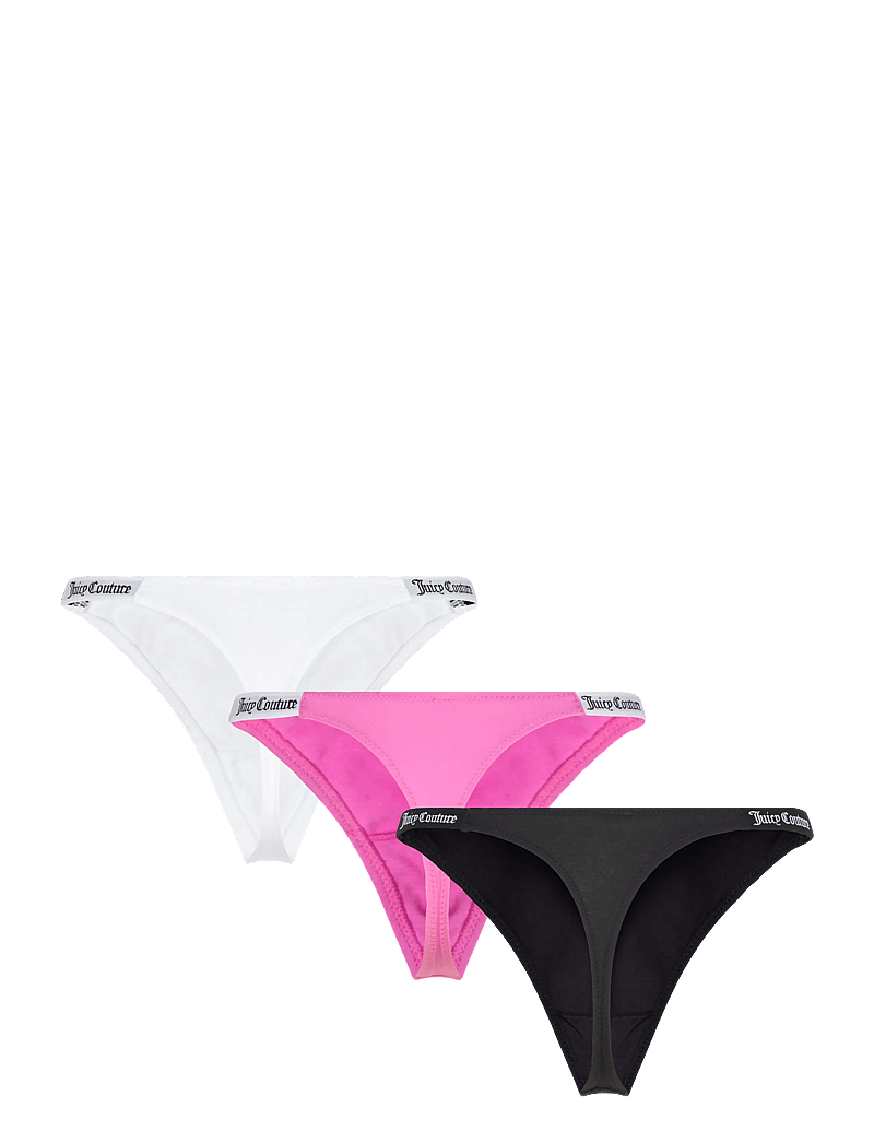 Juicy Couture - 3 PACK DEMI COTTON THONG - string - multi : black, white, super pink - 2