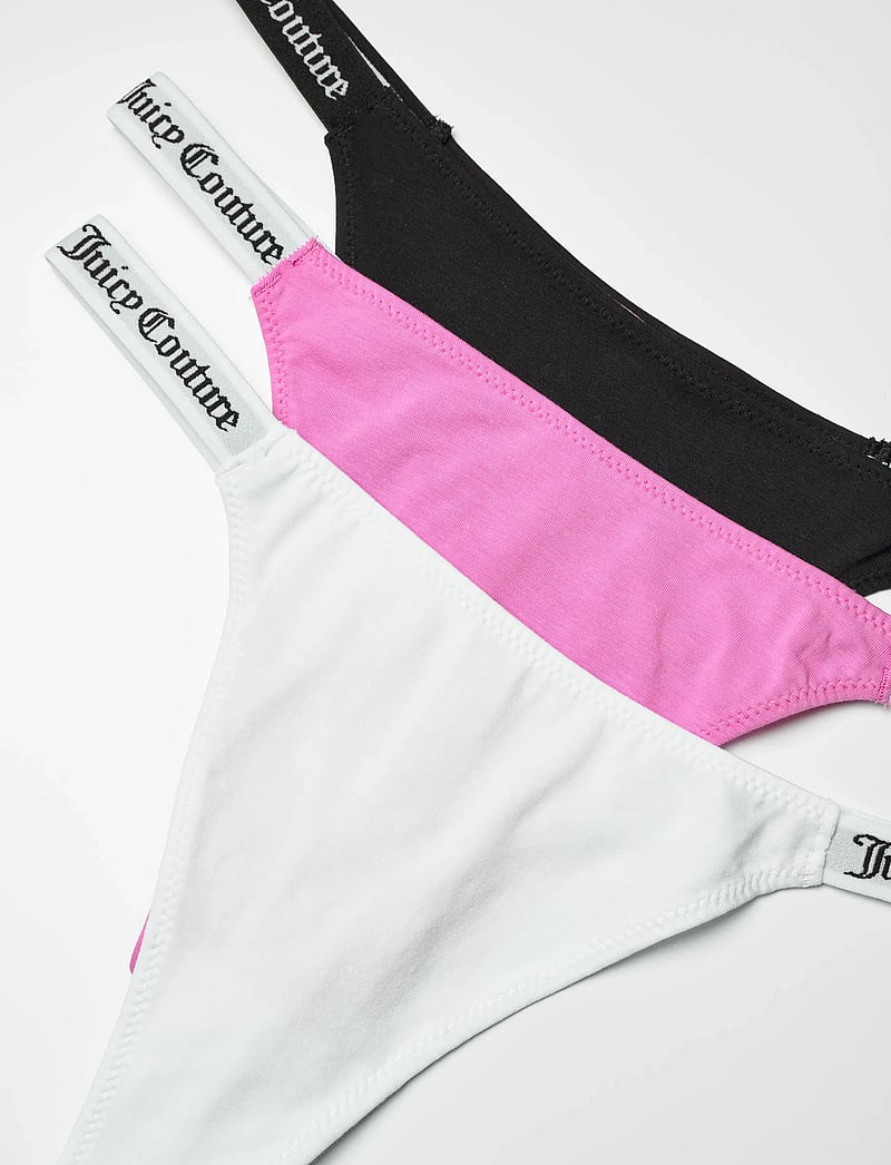 Juicy Couture - 3 PACK DEMI COTTON THONG - string - multi : black, white, super pink - 1