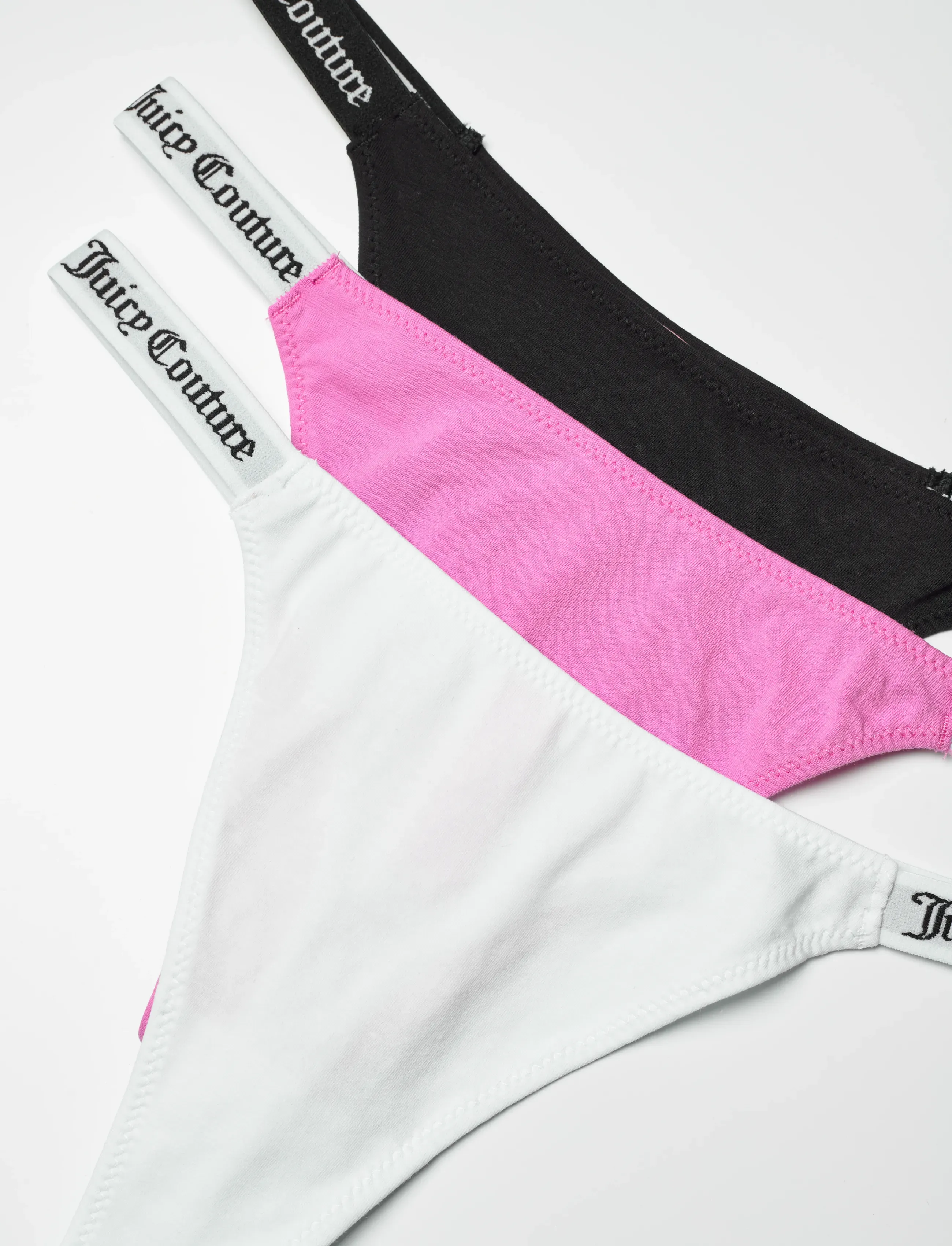 Juicy Couture - 3 PACK DEMI COTTON THONG - stringid - multi :  black, white, super pink - 1