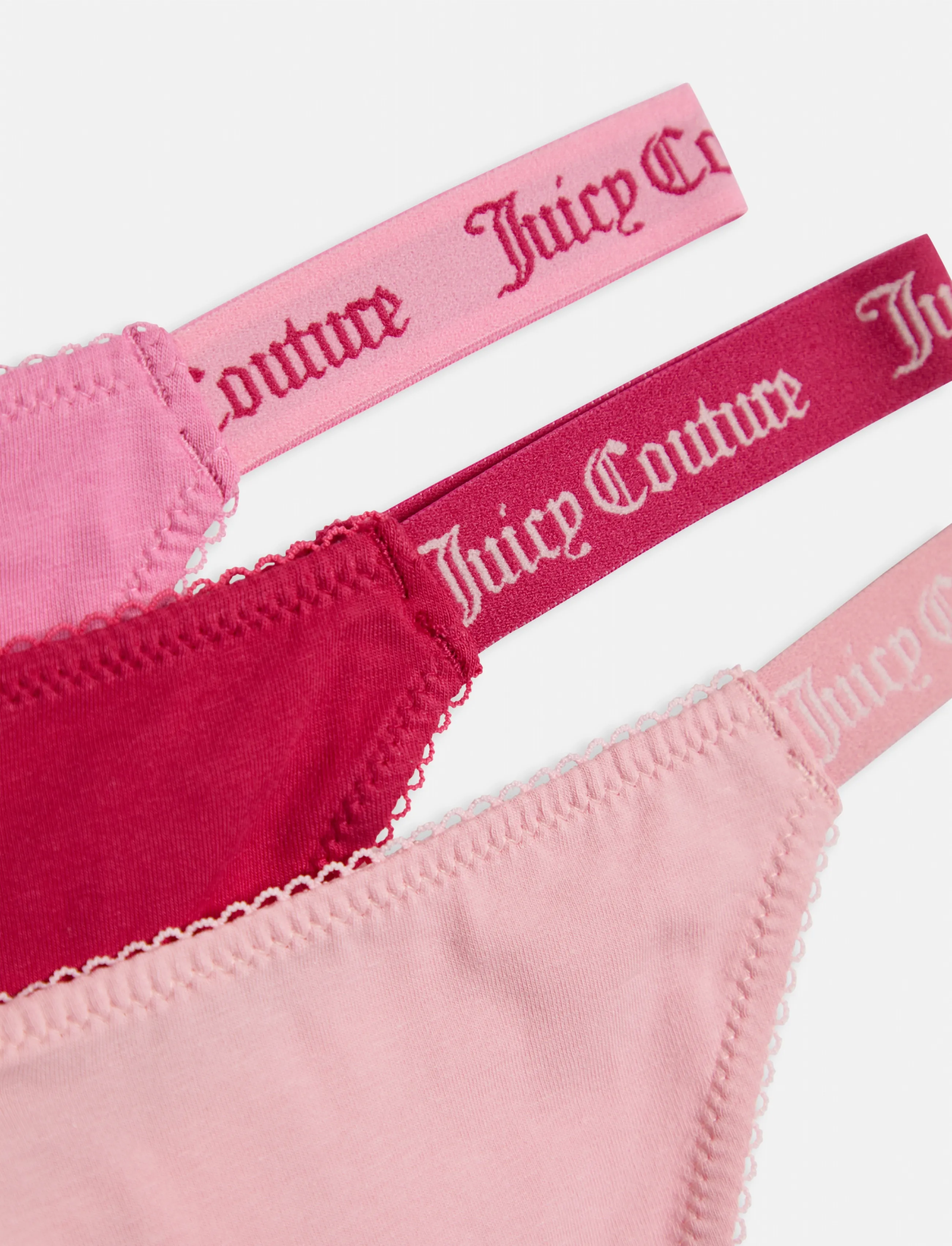 Juicy Couture - 3 PK DEMI FEMME COTTON SCALLOPED THONG - stringid - multi : wild orchid, persian red, juicy - 2