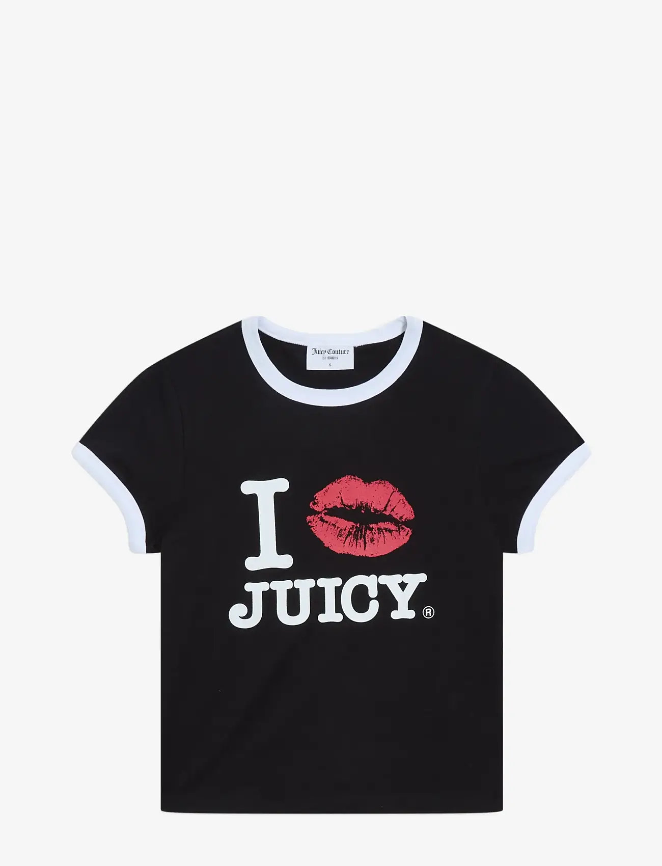 Juicy Couture - I ‘KISS’ JC FITTED RINGER TEE - t-shirts - black - 1