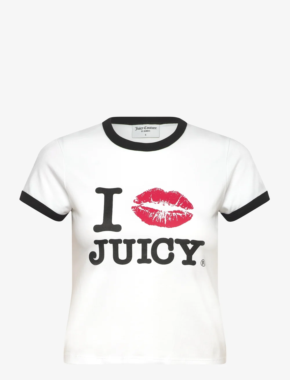 Juicy Couture - I ‘KISS’ JC FITTED RINGER TEE - t-shirts - white - 0