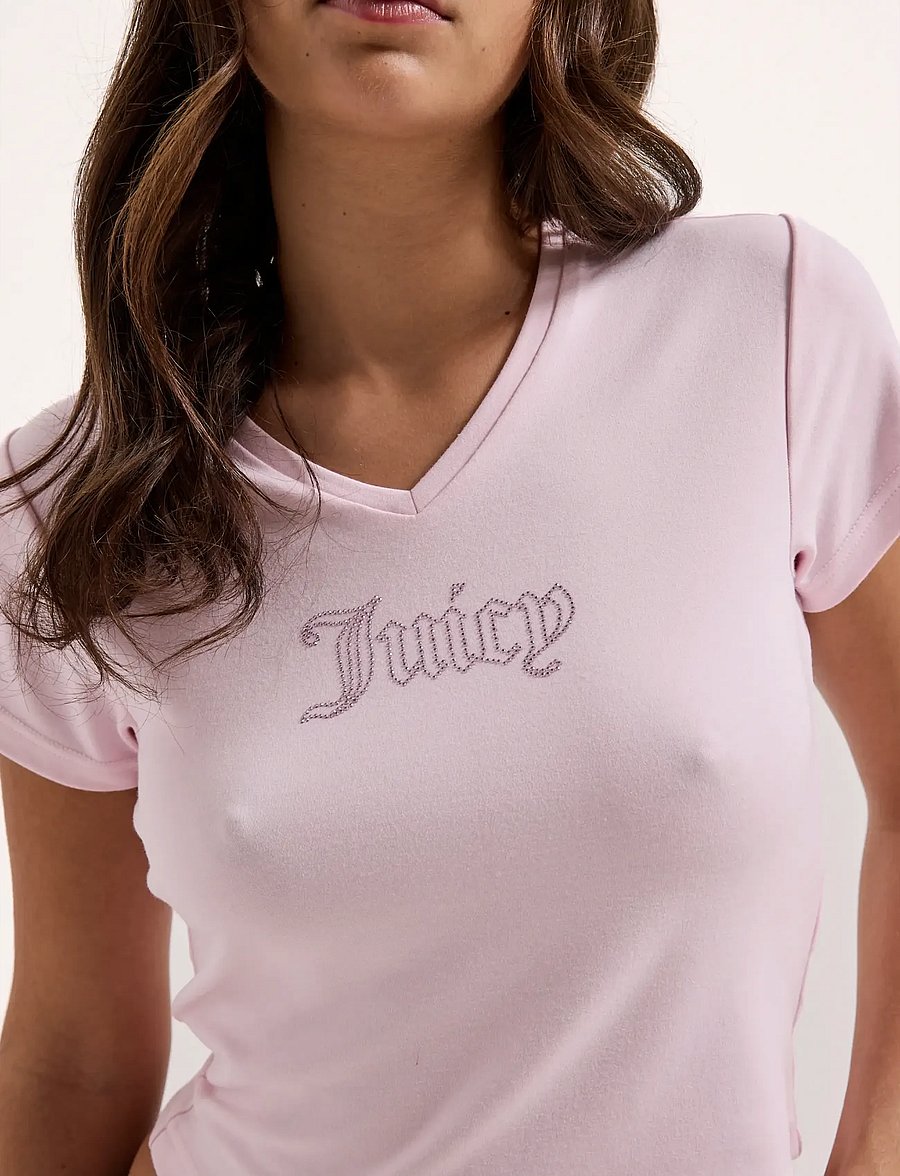 Juicy Couture - CAPPED SLEEVE V NECK T-SHIRT - t-shirts - cherry blossom - 5