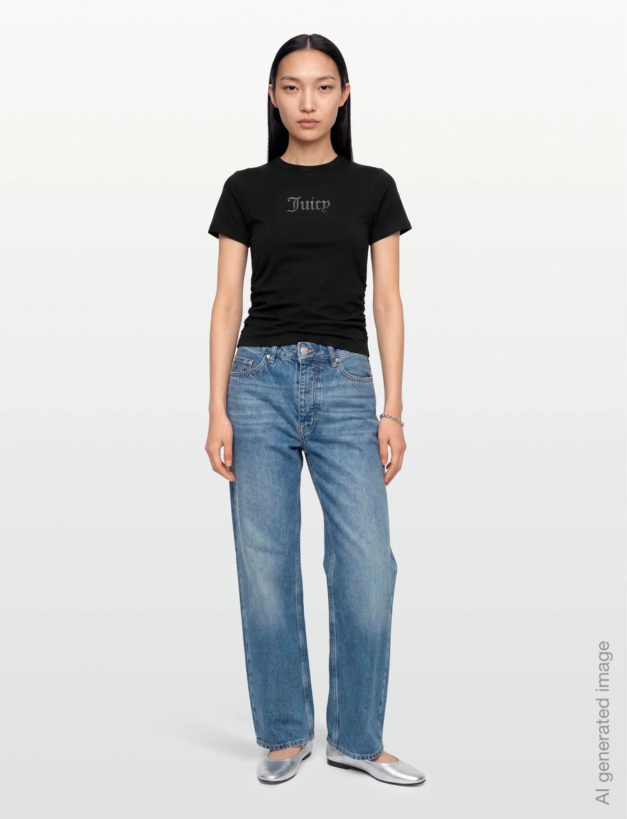 Juicy Couture - JUICY DIAMANTE FITTED T-SHIRT - t-shirts - black - 0