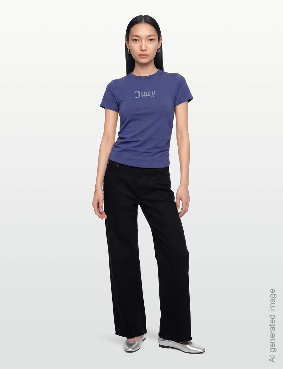 Juicy Couture - JUICY DIAMANTE FITTED T-SHIRT - t-shirts - greyblue - 0
