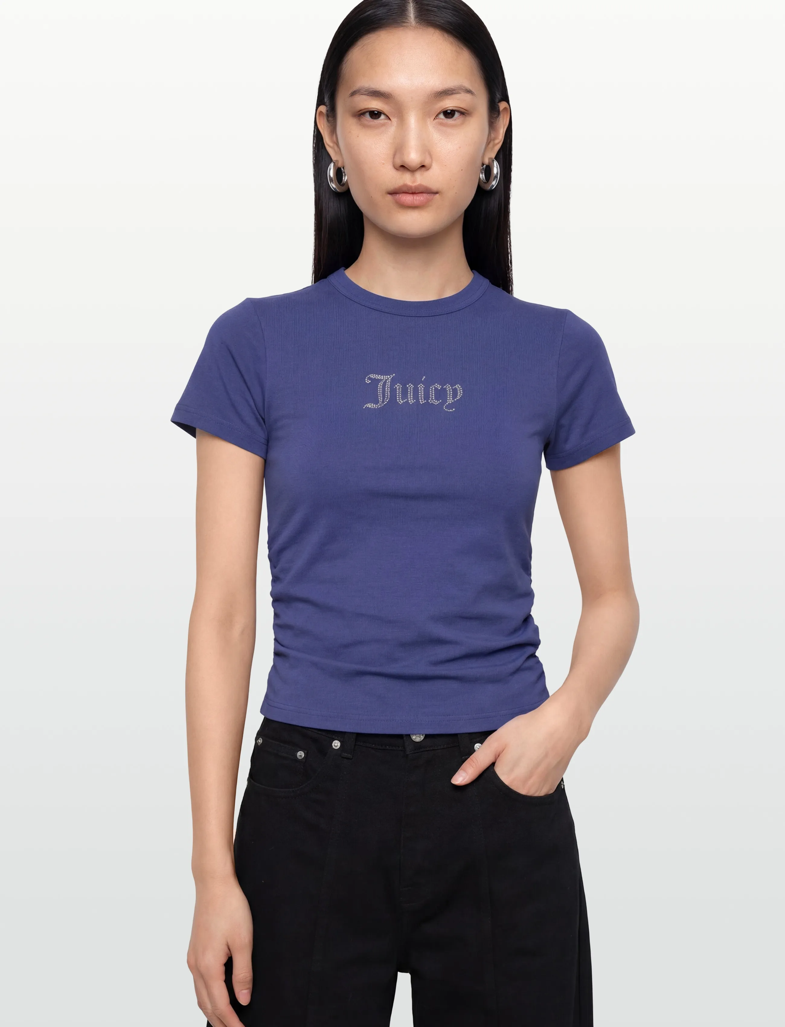 Juicy Couture - JUICY DIAMANTE FITTED T-SHIRT - marškinėliai - greyblue - 3