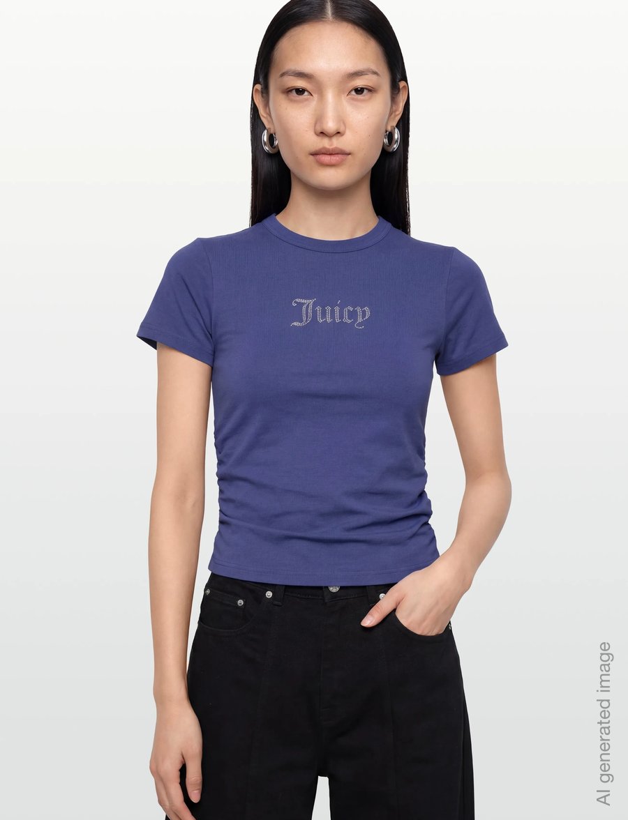 Juicy Couture - JUICY DIAMANTE FITTED T-SHIRT - t-shirts - greyblue - 3