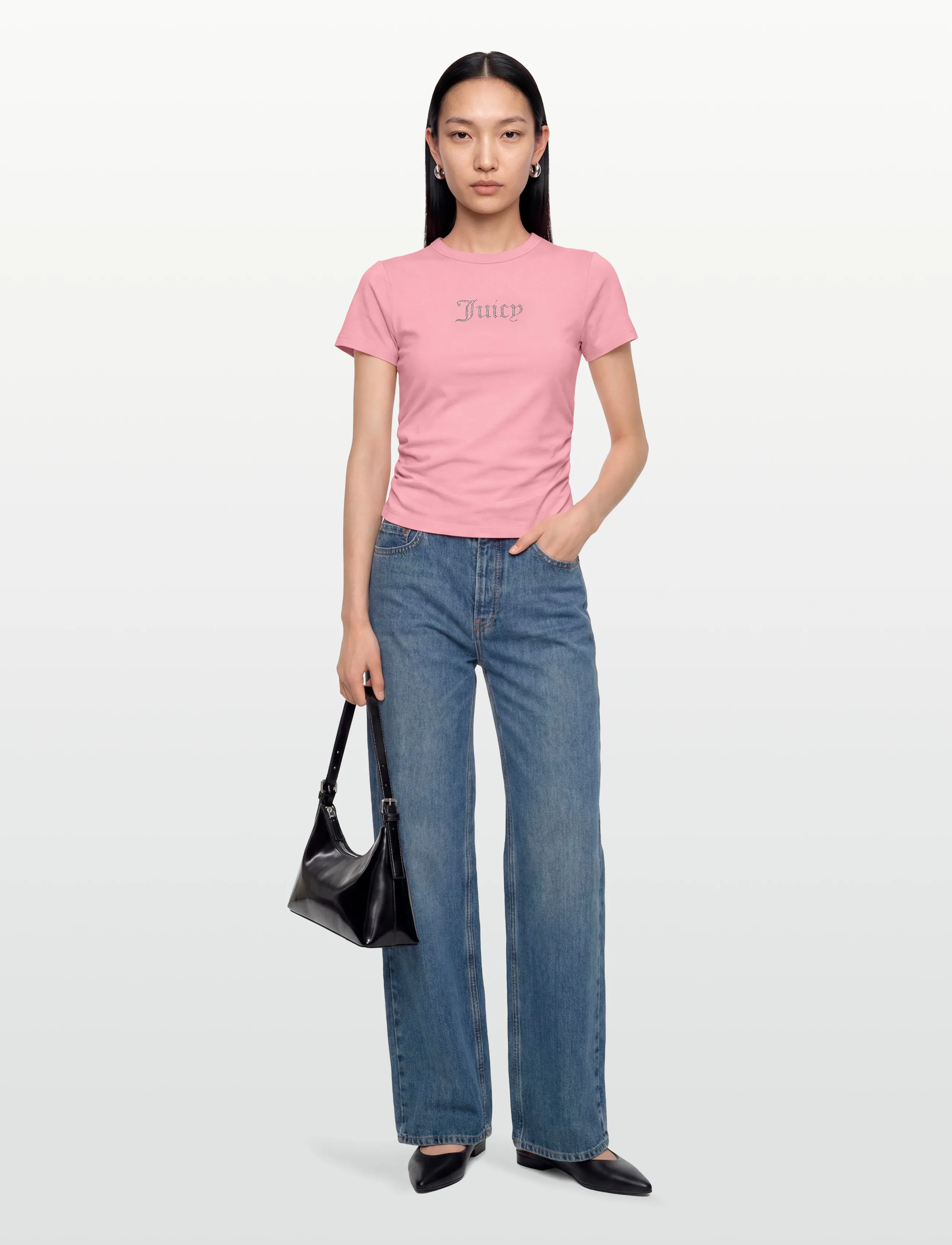 Juicy Couture Juicy Diamante Fitted T-Shirt, XS, Pink, T-Shirts & Toppe > Kortærmede, Dame