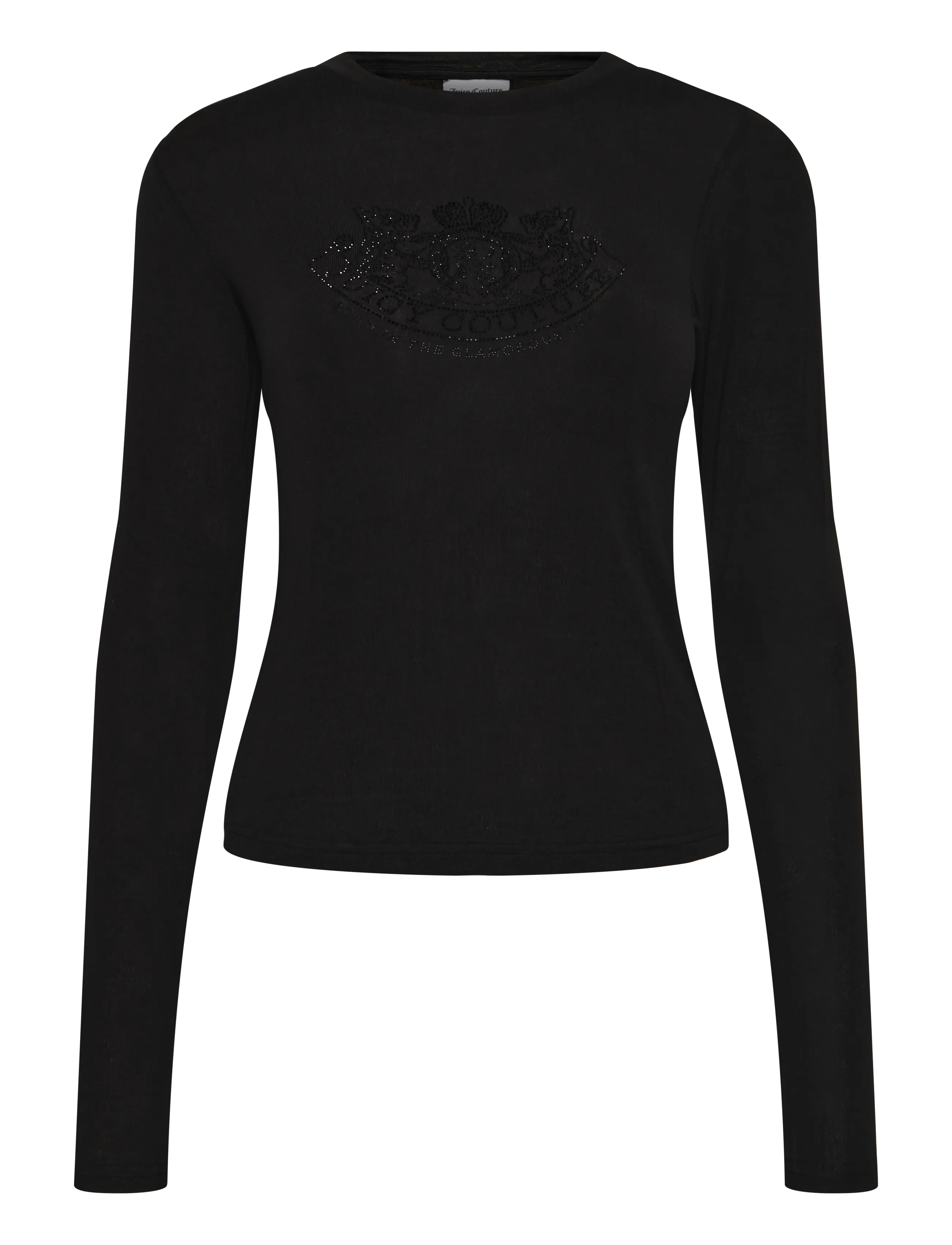 Juicy Couture DIAMANTE DOG CREST LONG SLEEVE T-SHIRT - T-Shirts & Tops - BLACK / black