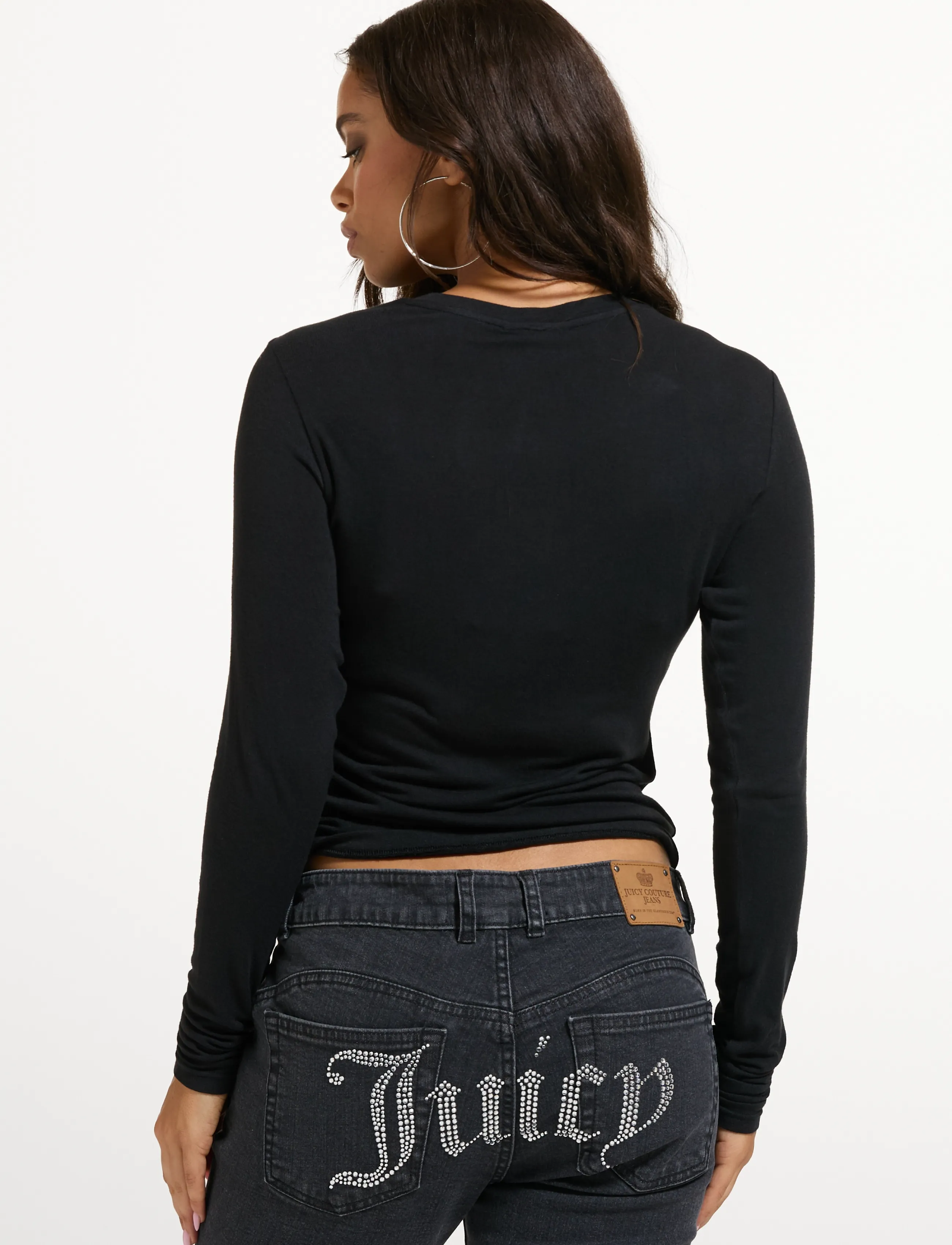 Juicy Couture - DIAMANTE DOG CREST LONG SLEEVE T-SHIRT - långärmade toppar - black - 2