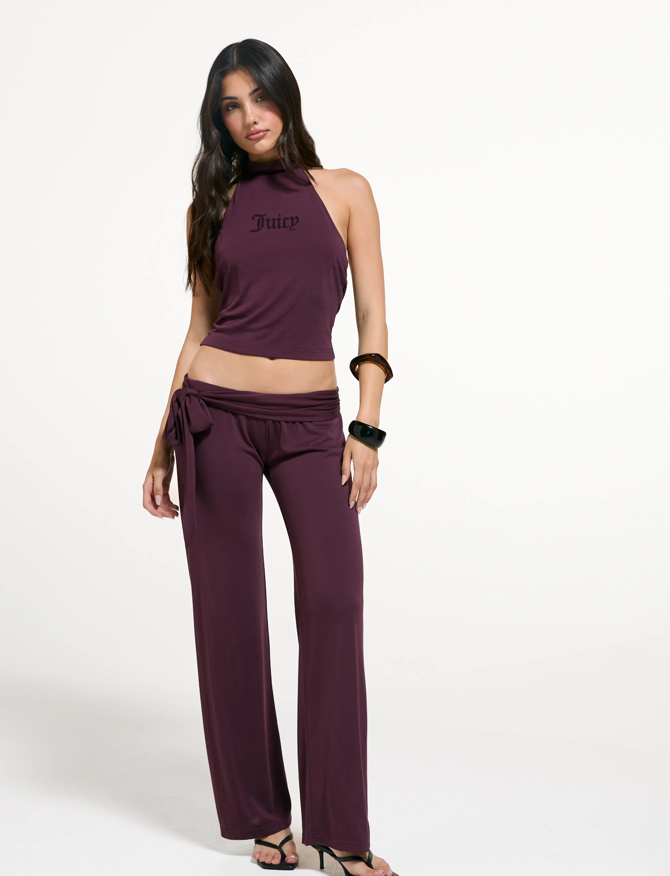 Juicy Couture - WESLEY TIE BACK TOP - crop tops - winetasting - 5