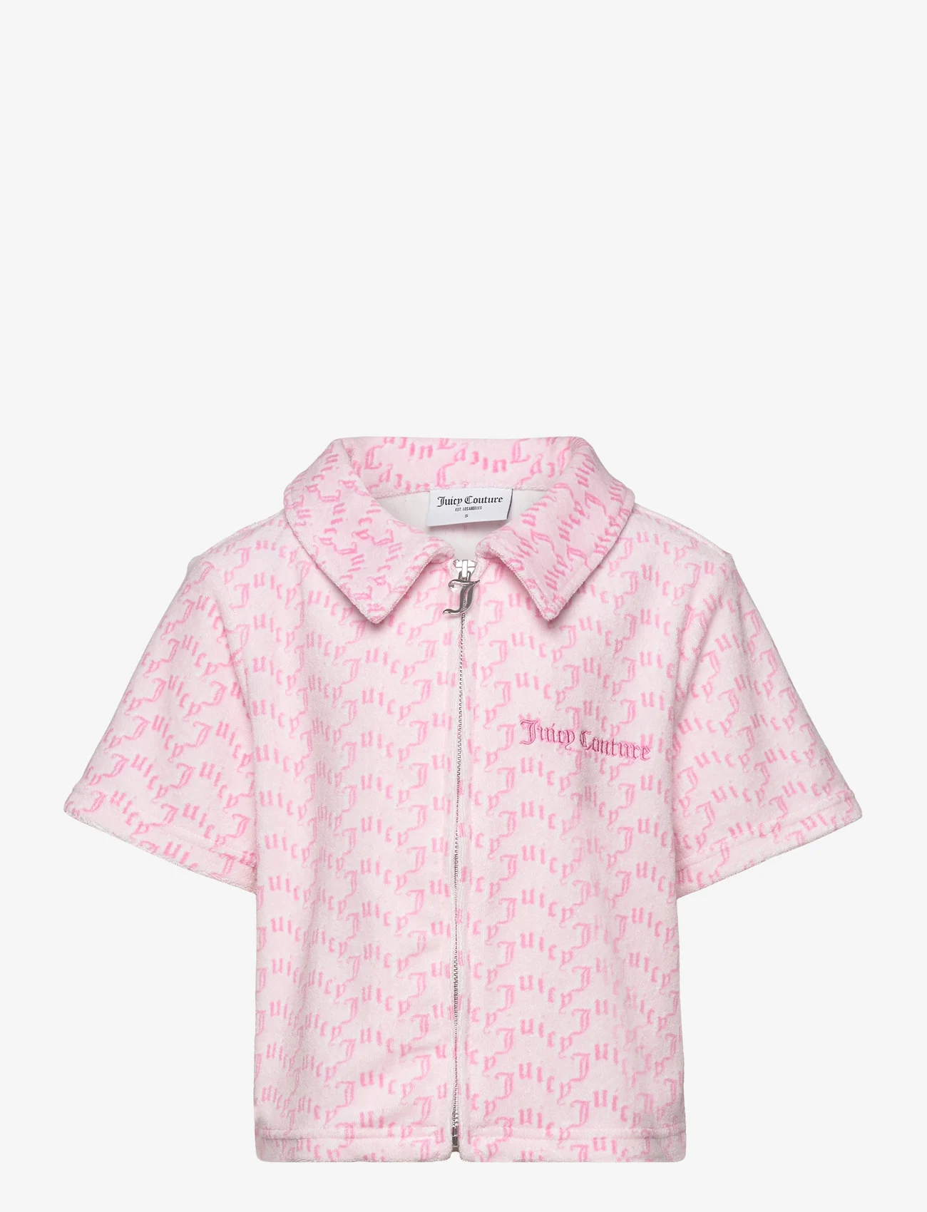 Juicy Couture - MINDY MONOGRAM TOWELLING SHORT SLEEVE SHIRT - pink arched mono - 0