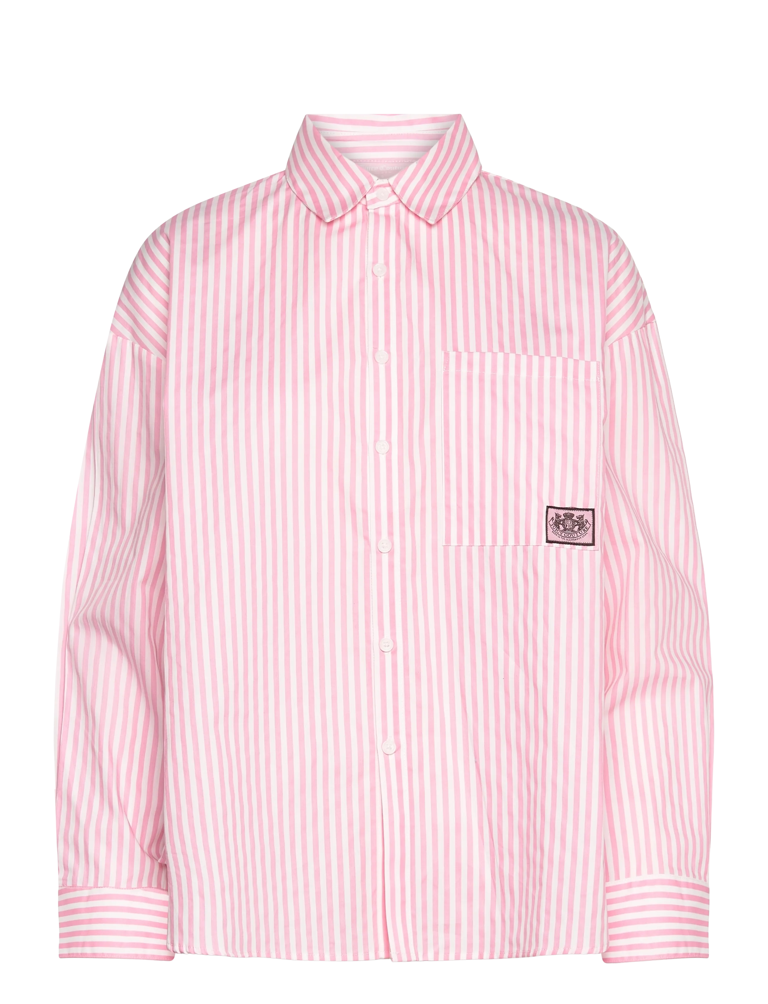 Juicy Couture STRIPE DOG CREST BADGE SHIRT - Transitional Layering - PINSTRIPE PINK / pink/rose