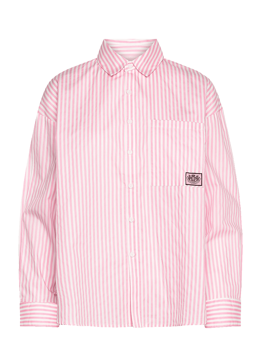 Juicy Couture - STRIPE DOG CREST BADGE SHIRT - langærmede skjorter - pinstripe pink - 1