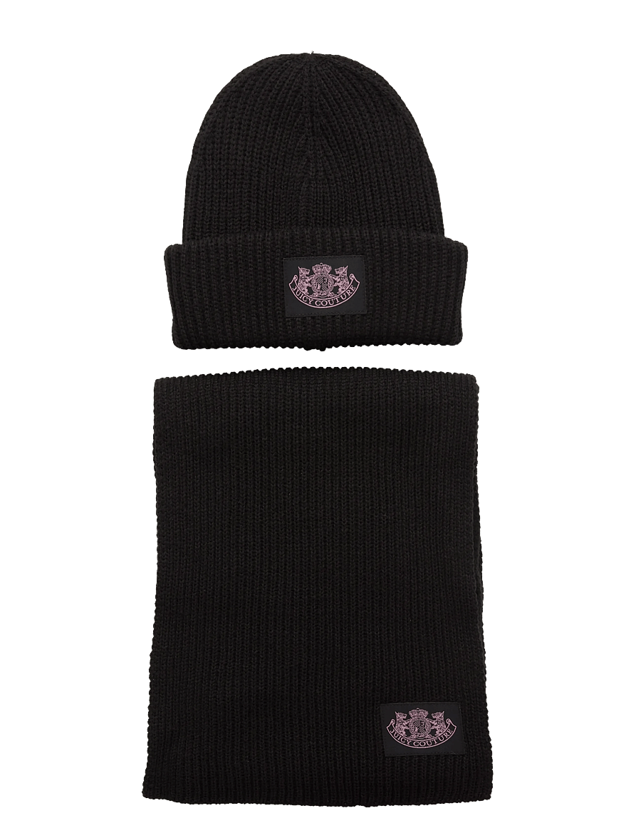 Juicy Couture - CHEETAH CREST SCARF / BEANIE SET - talvesallid - black - 1
