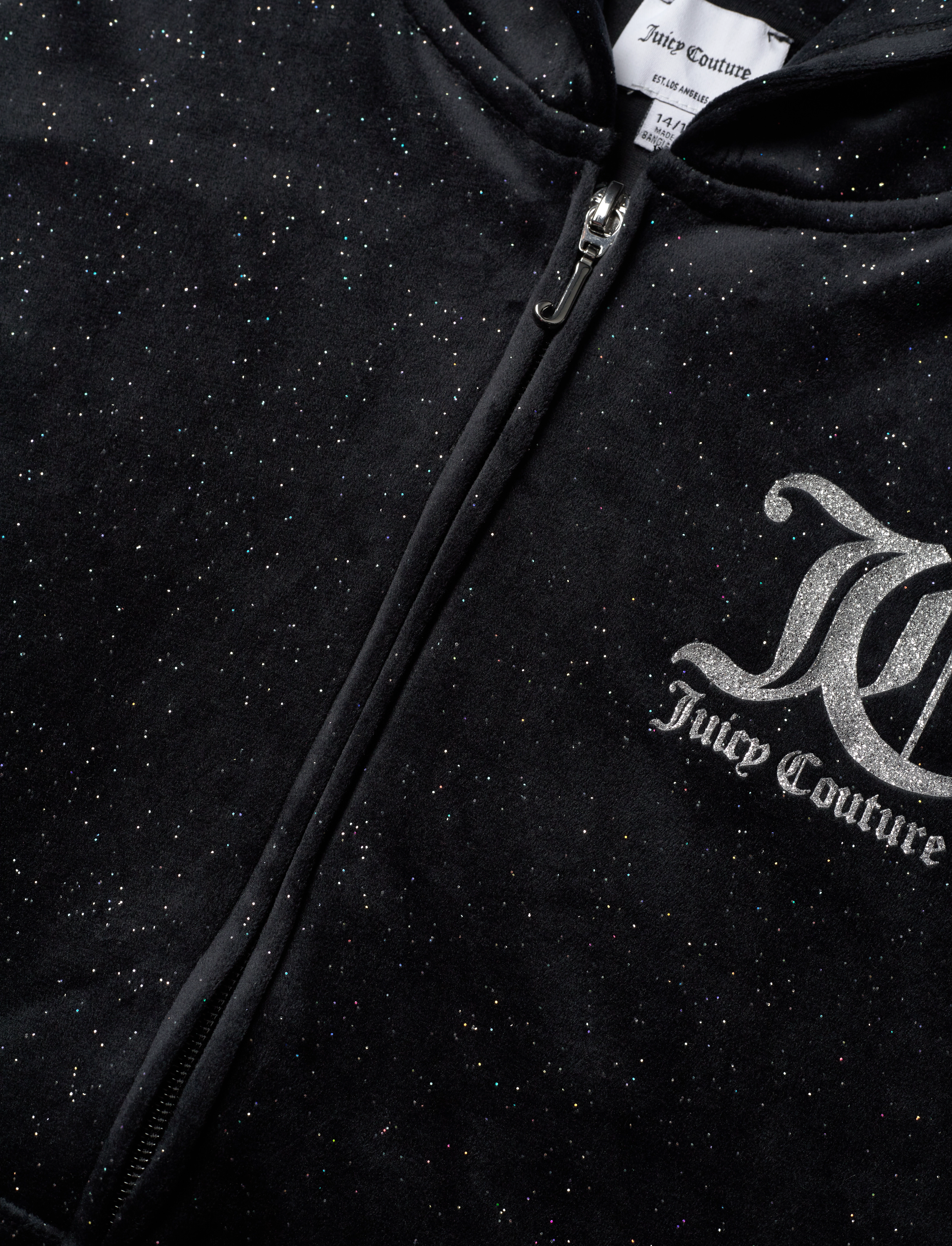 Juicy Couture - Glitter Velour Zip Through Hoodie - black - 2