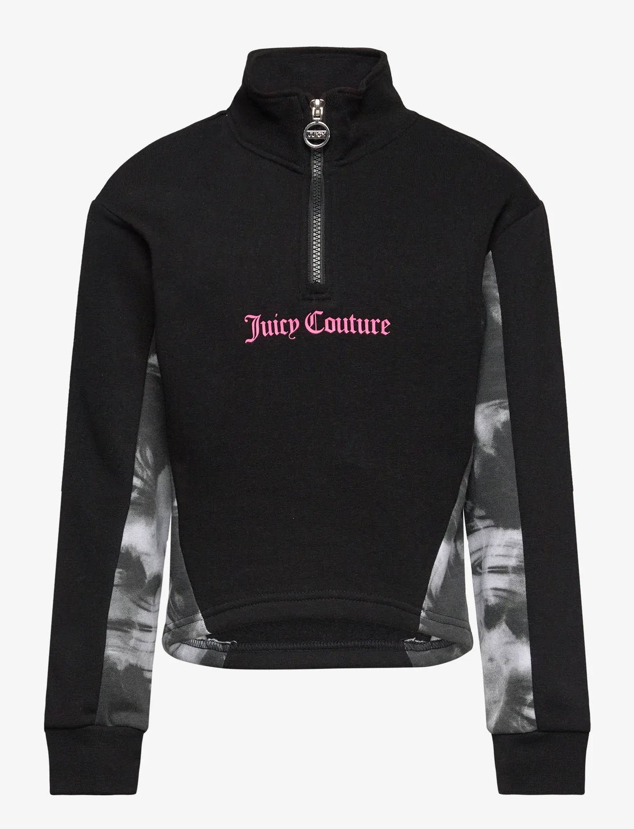 Juicy Couture - Marbel Print Panel Quarter Zip Funnel BB - sweatshirts - black - 0