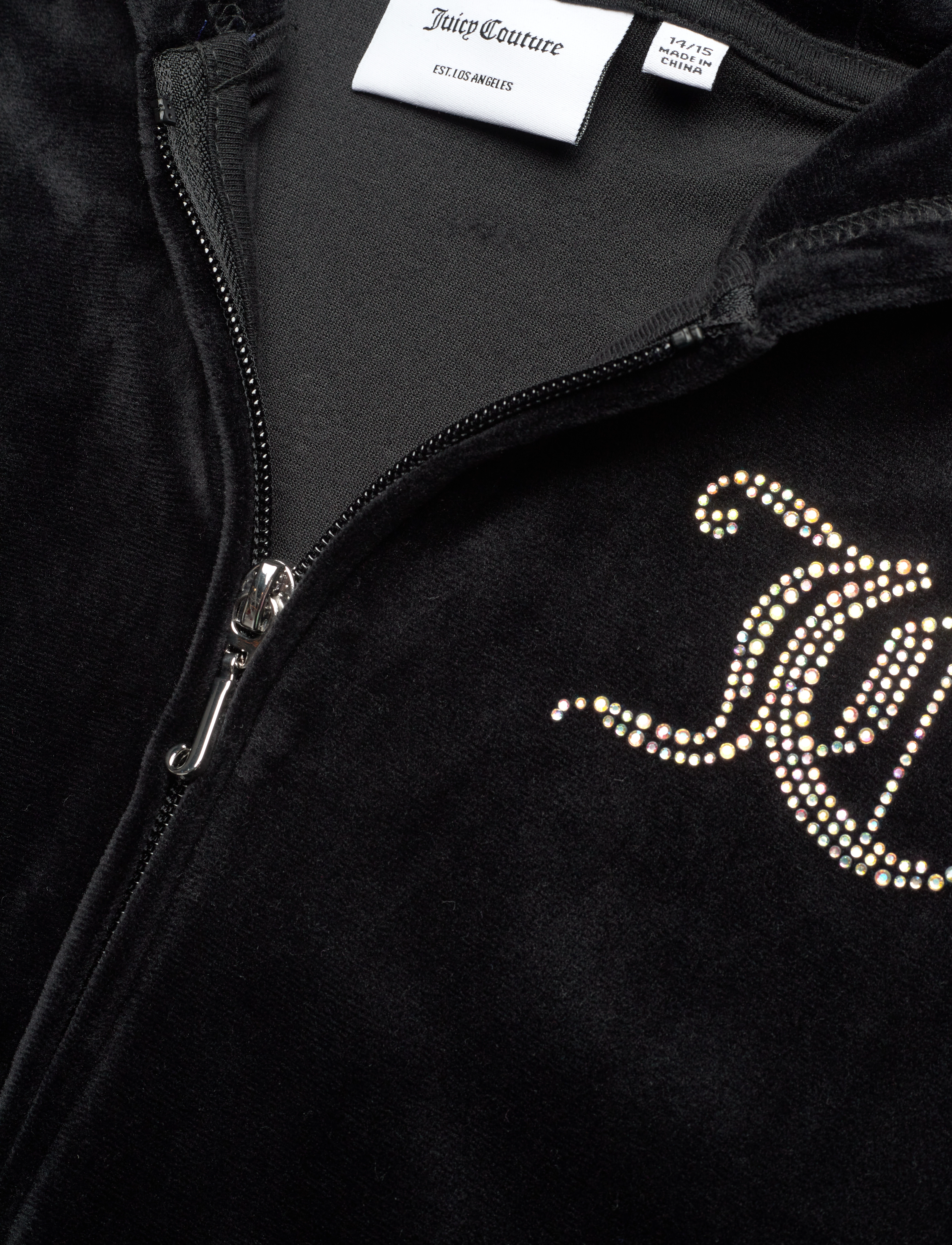 Juicy Couture - Diamante Velour Zip Thru Hoodie - jet black - 2