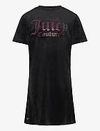 Luxe Diamante Fitted SS Tee Dress - JET BLACK