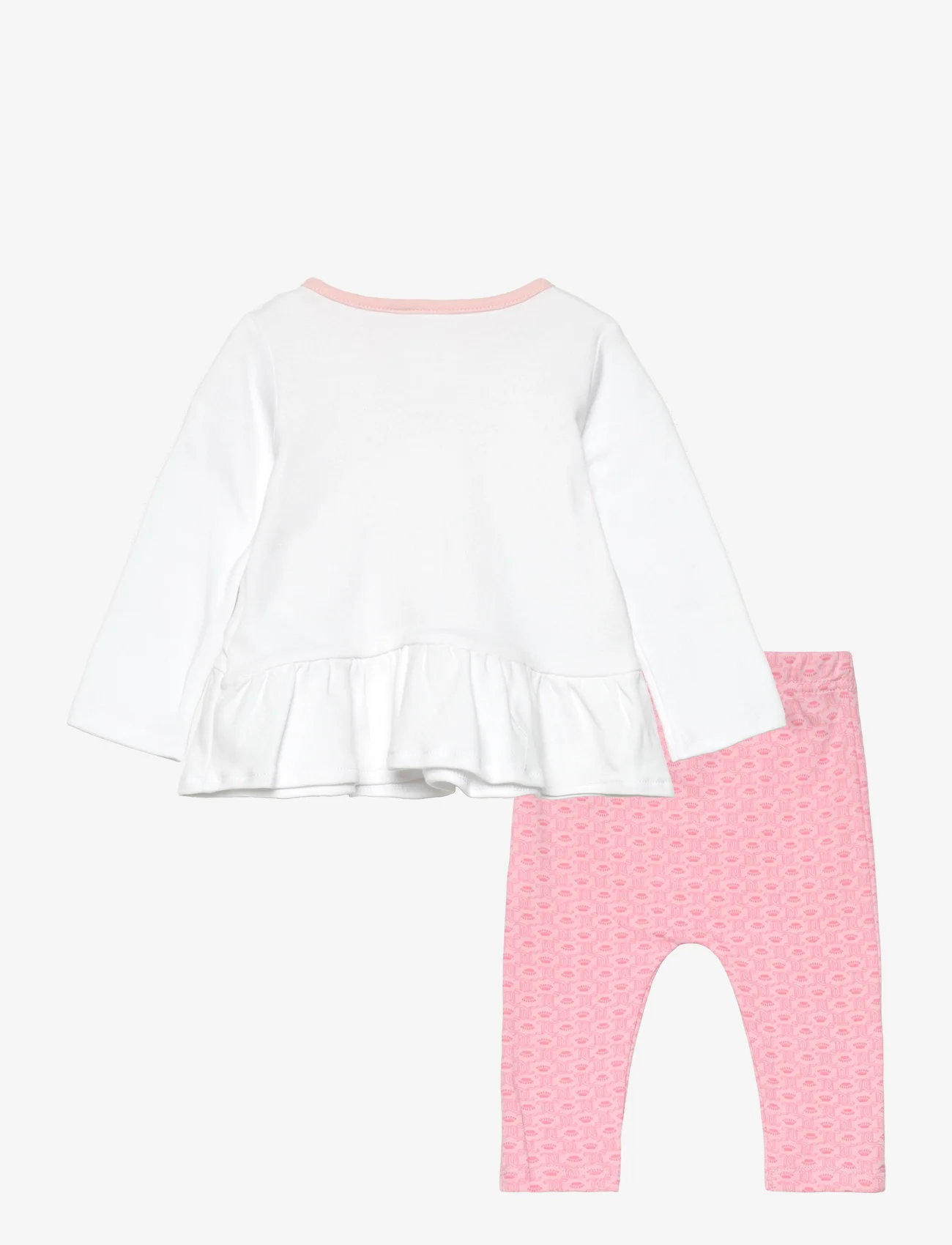 Juicy Couture - LS Ruffle Tee & Legging & Bib Set - set med långärmad t-shirt - bright white - 1