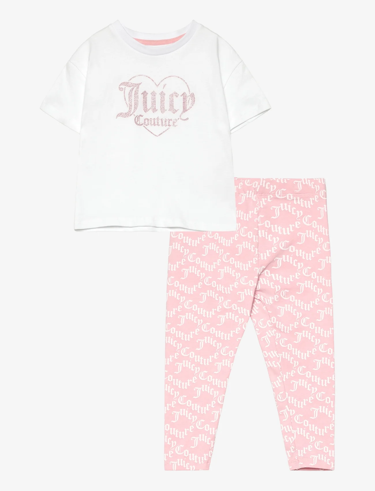 Juicy Couture - Glitter Print Tee and Juicy AOP Legging Set - sett med kortermede t-skjorter - bright white - 0