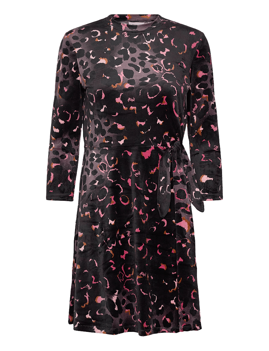 Juicy Couture - Juicy Leopard Print Velour Dress - kurze kleider - black - 0