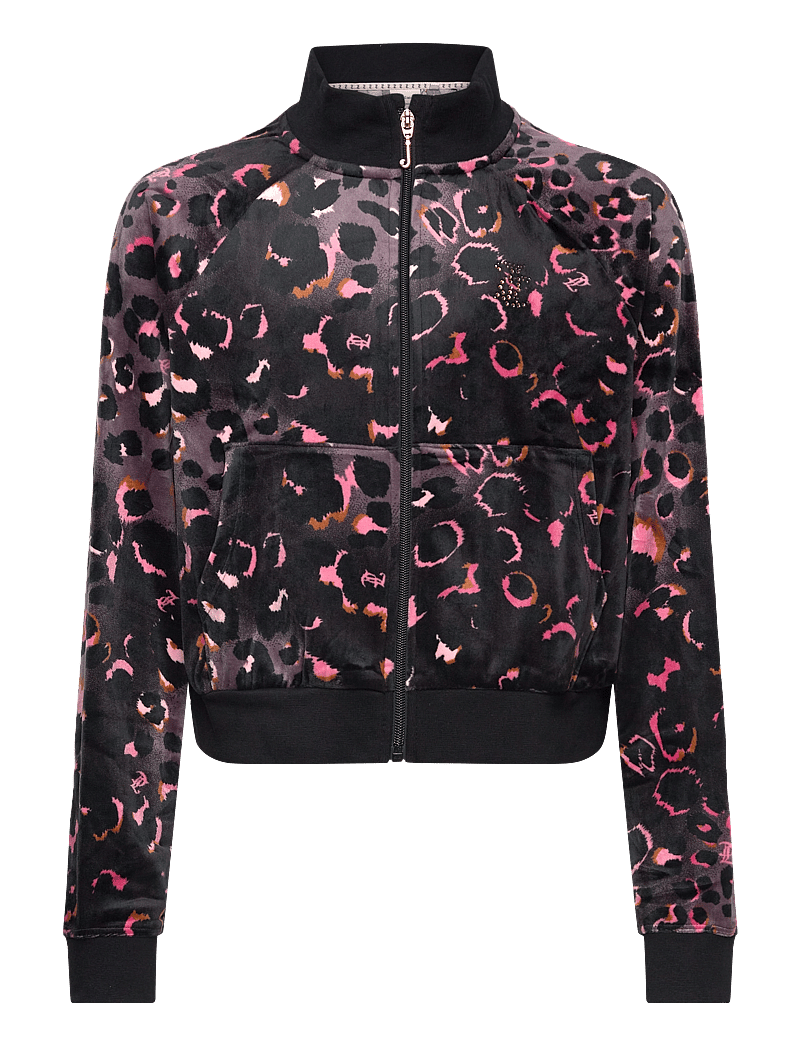 Juicy Couture - Velour Leopard Print Zip Thru - dressipluusid - black - 0