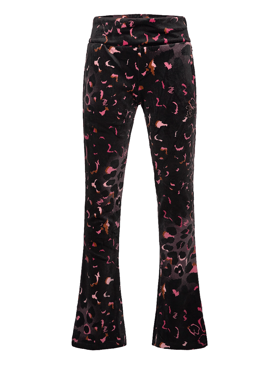 Juicy Couture - Velour Leopard Print Deep Waistband Jogger - byxor - black - 0