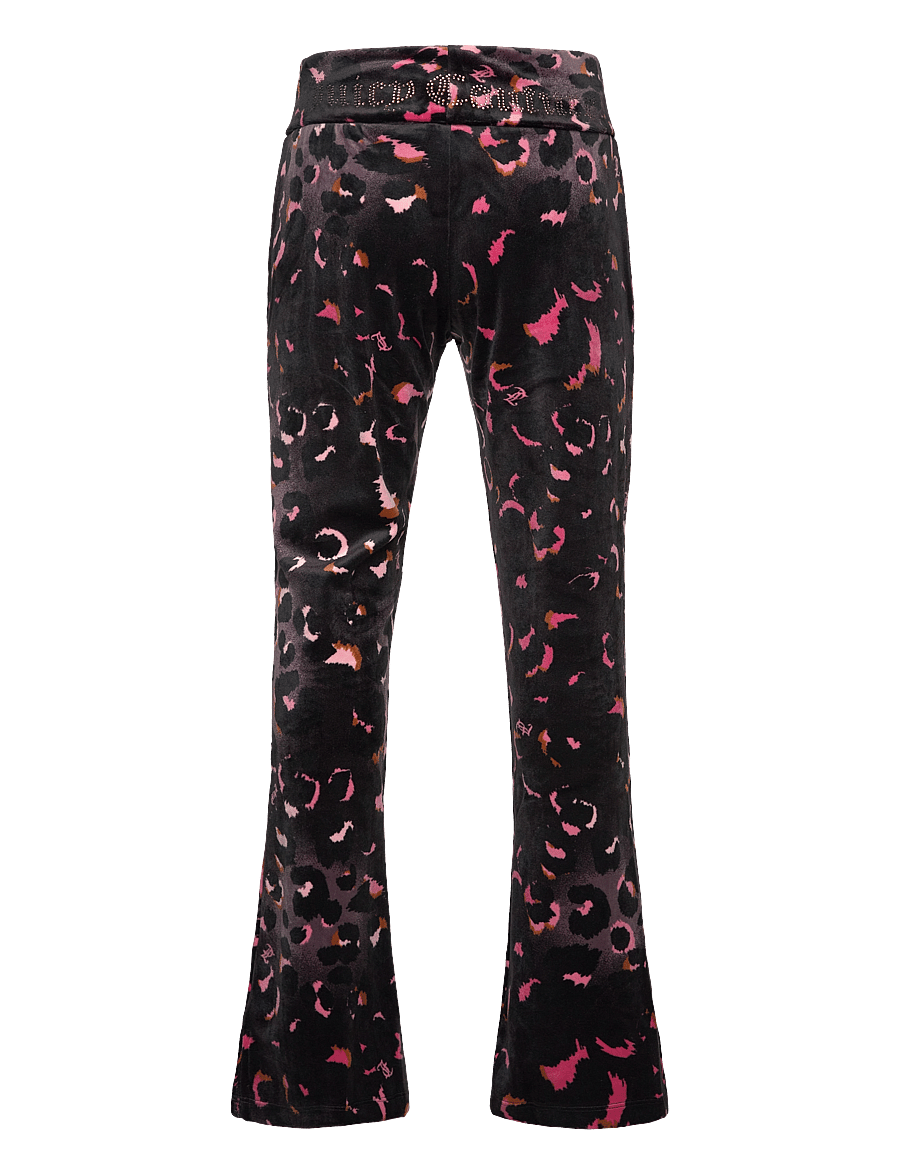 Juicy Couture - Velour Leopard Print Deep Waistband Jogger - byxor - black - 1
