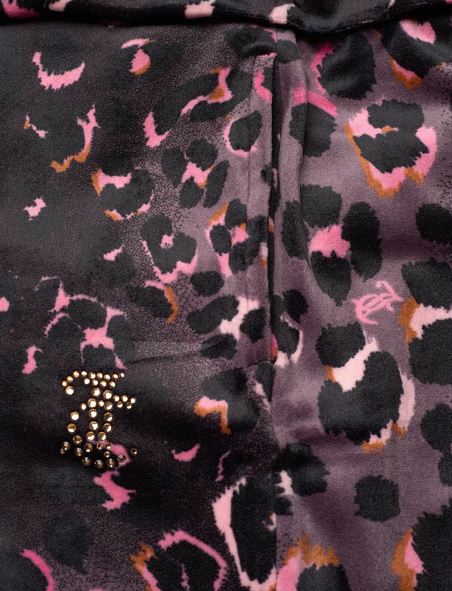 Juicy Couture - Velour Leopard Print Deep Waistband Jogger - byxor - black - 2