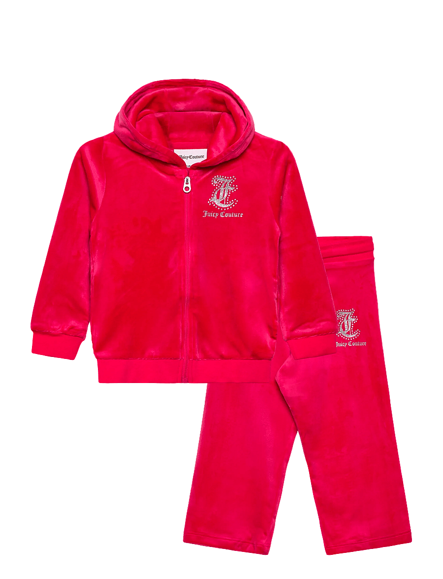Juicy Couture - Glitter Print Zip Thru & Jog Set - sportanzüge - virtual pink - 0