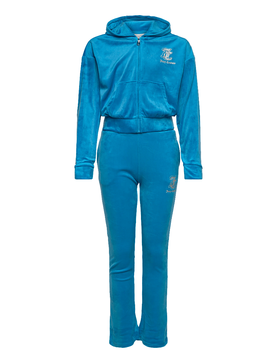 Juicy Couture - Cropped Zip Thru & Bootcut Set - joggingsæt - dresden blue - 0