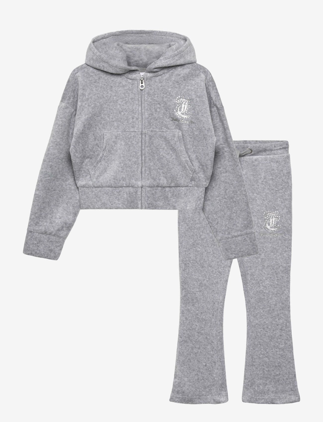 Juicy Couture - Cropped Zip Thru & Bootcut Set - joggingsæt - vintage grey heather - 0